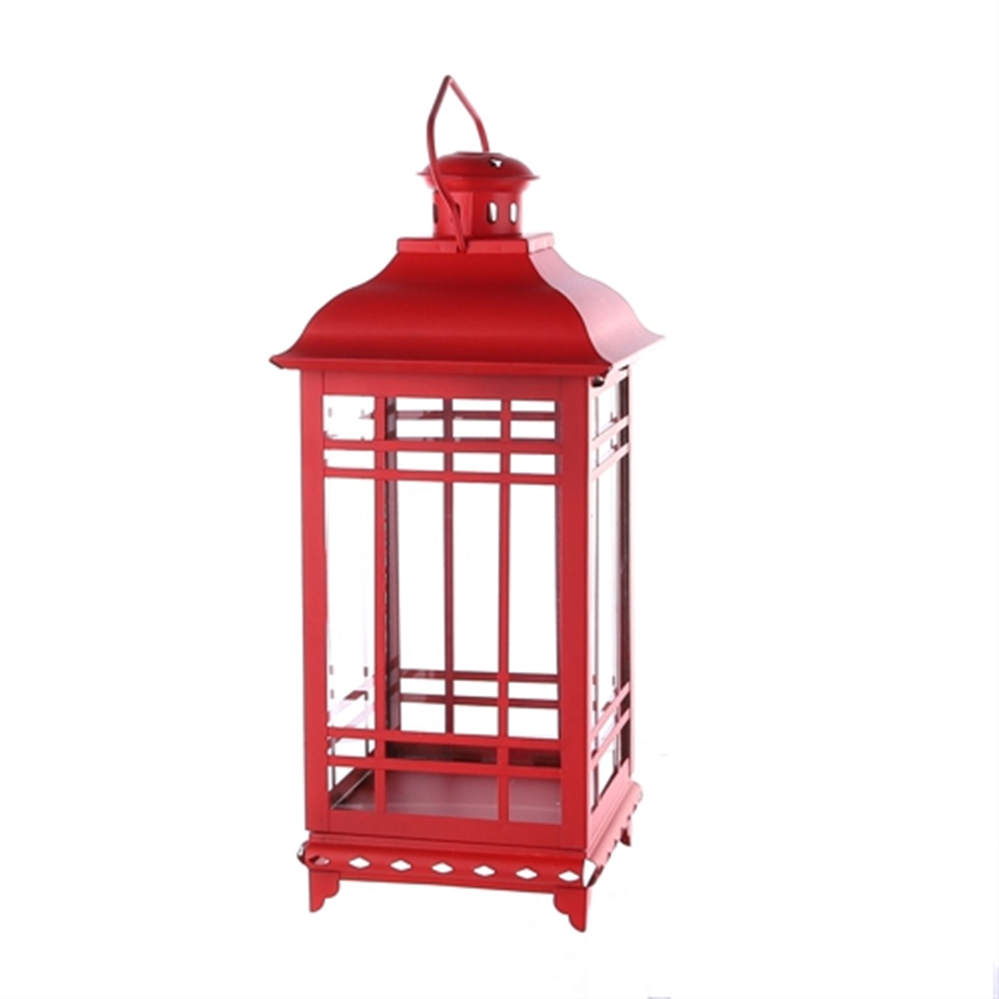 Traditional Red Metal Lantern (Set of 3)