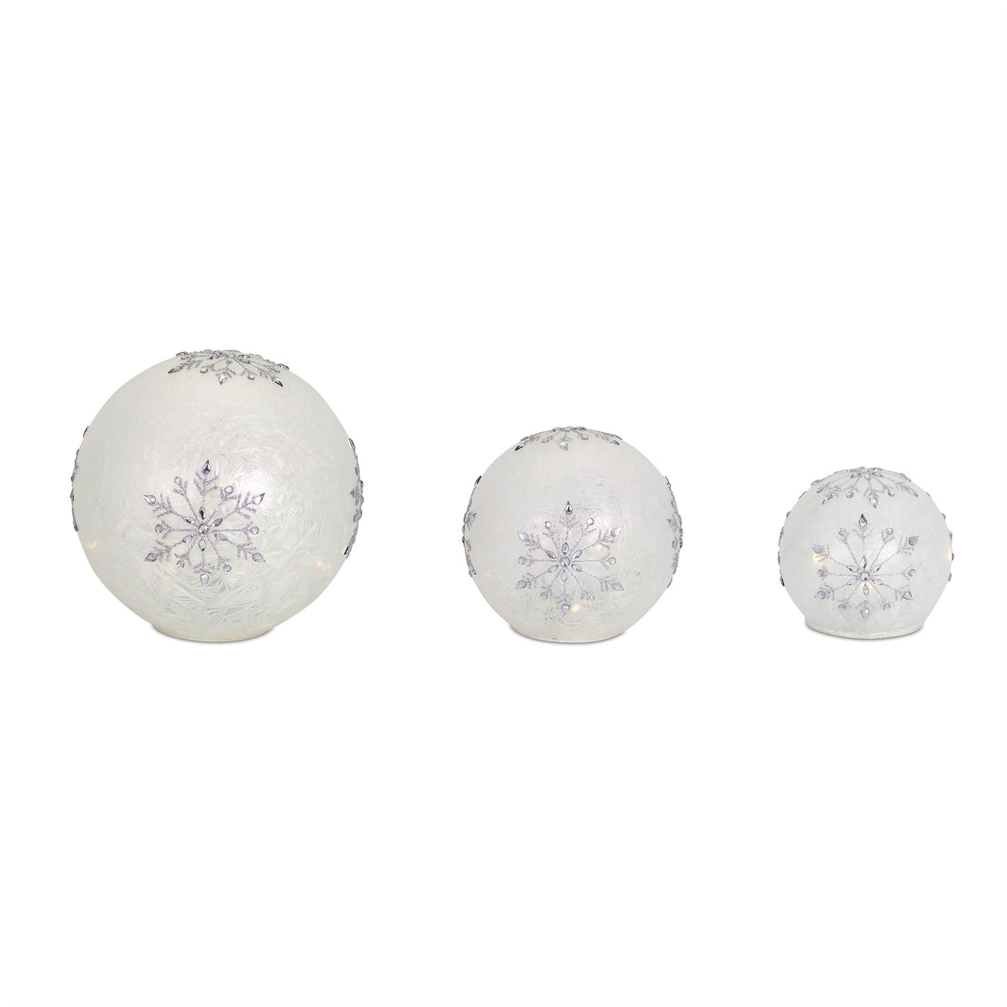 LED Frosted Snowflake Jewel Globe (Set of 3)