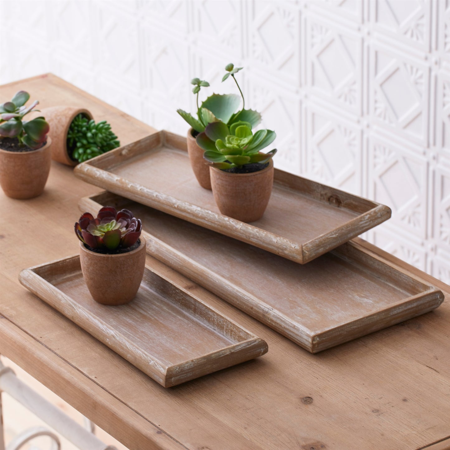 Natural Wooden Nesting Tray (Set of 6)