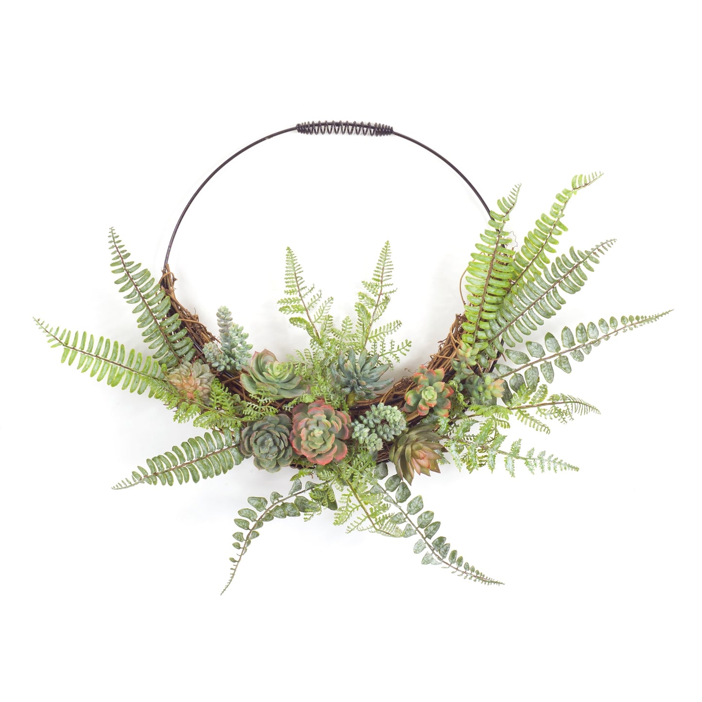 Fern and Succulent Moss Half Werath 20"D