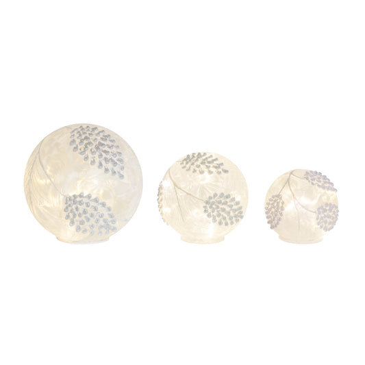 LED Frosted Silver Pinecone Orb (Set of 3)