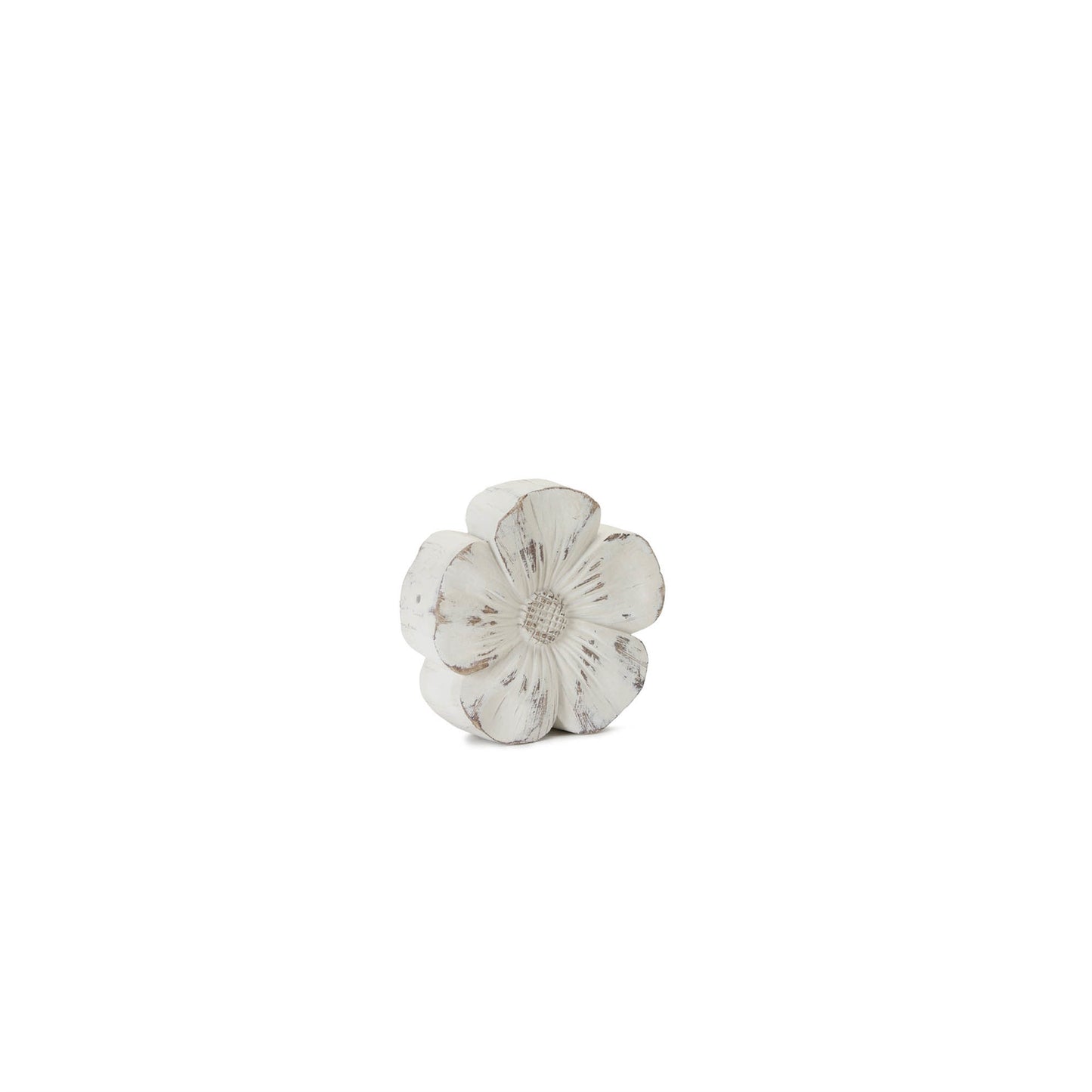 White Washed Stone Flower Decor (Set of 3)