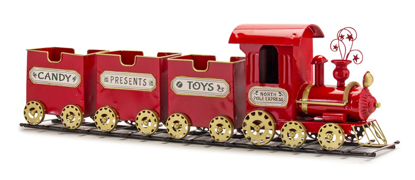 Metal Toy Train on Track Display 37"L