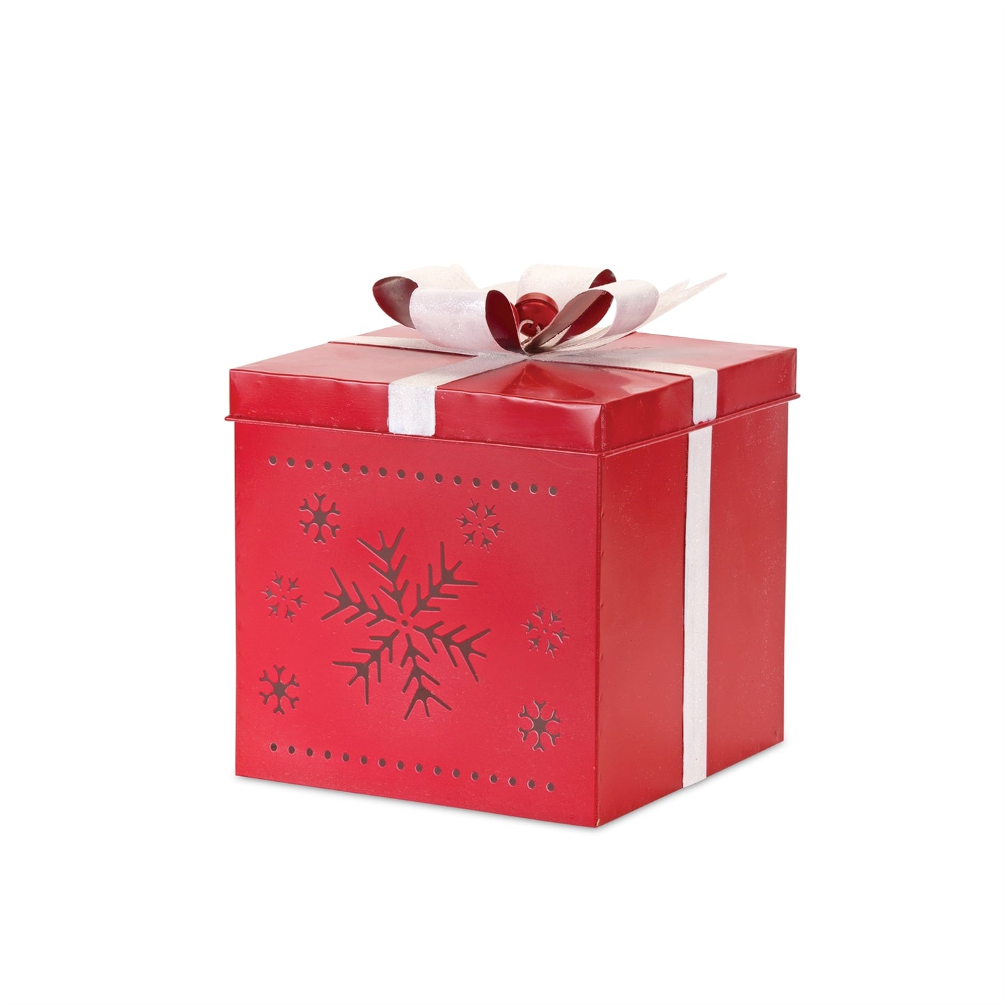 Metal Present Decor with Nordic Snowflake Cut Out (Set of 2)