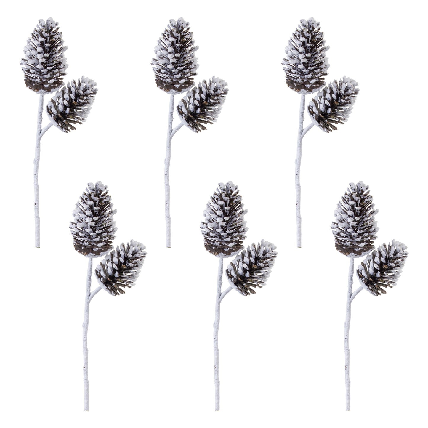 Flocked Snowy Pine Cone Spray (Set of 6)