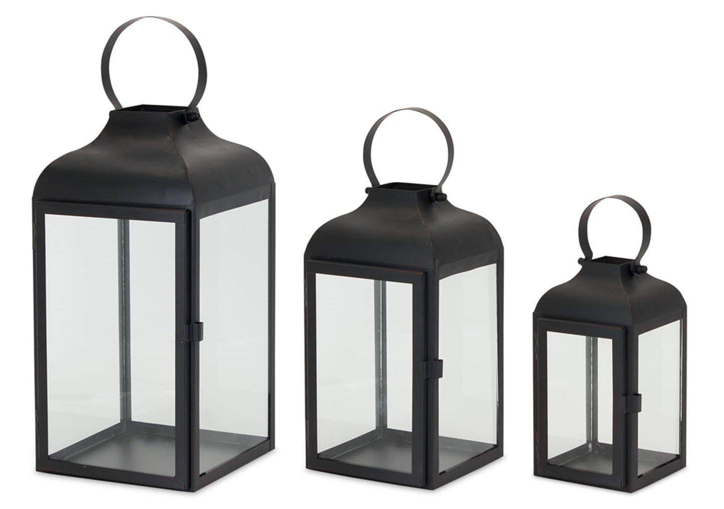 Modern Black Metal Lantern (Set of 3)