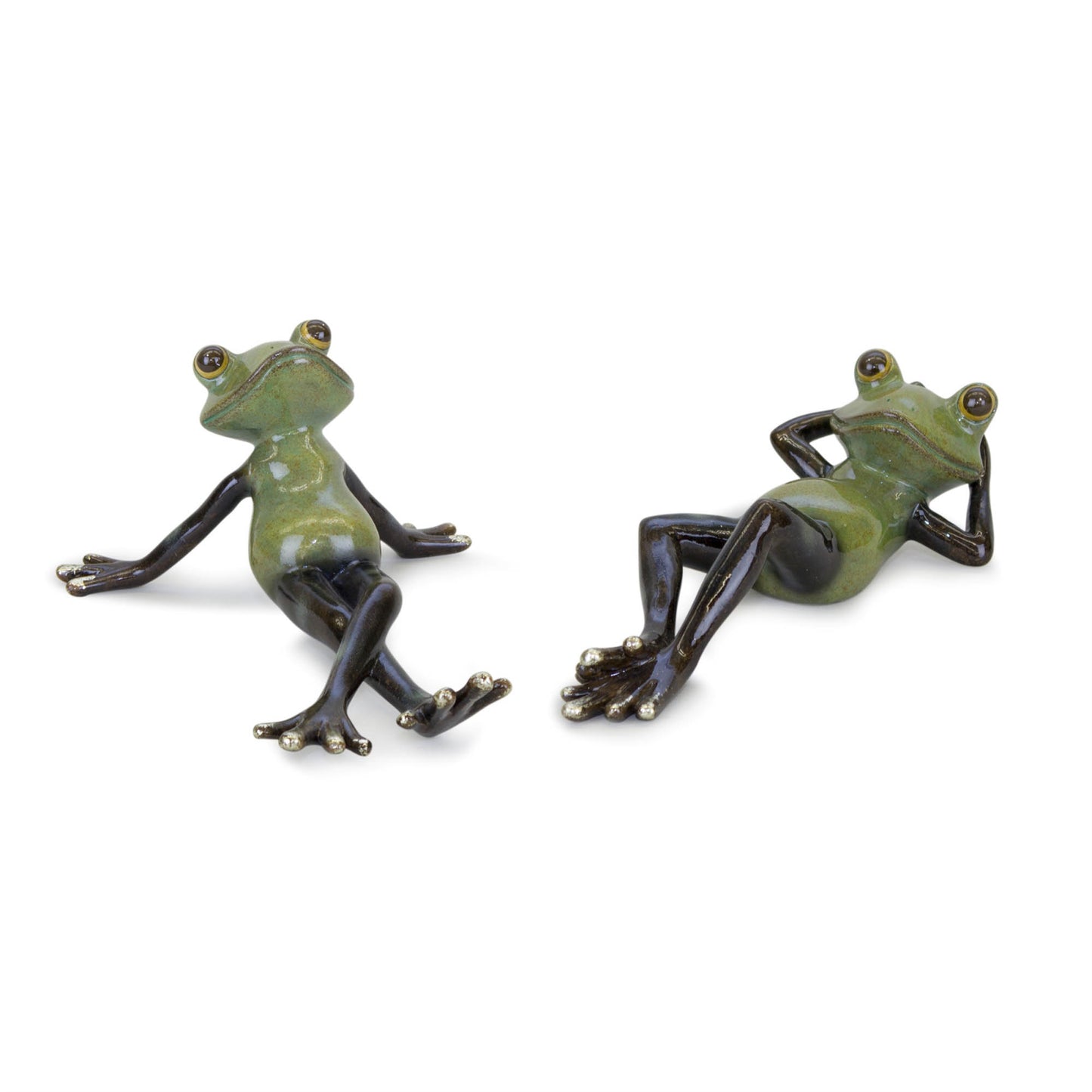 Lounging Garden Frog Figurine (Set of 2)