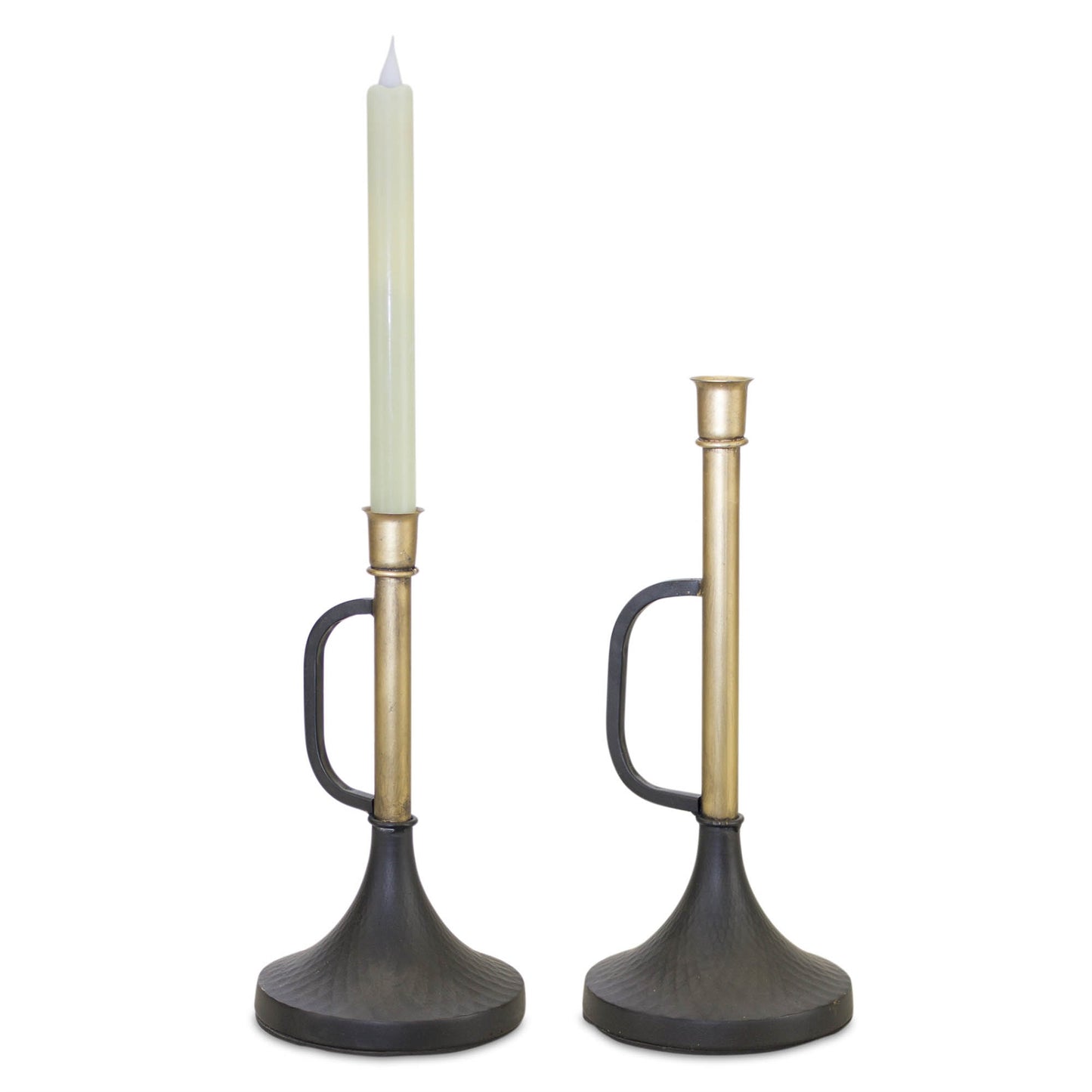 Metal Trumpet Taper Candle Holder (Set of 2)