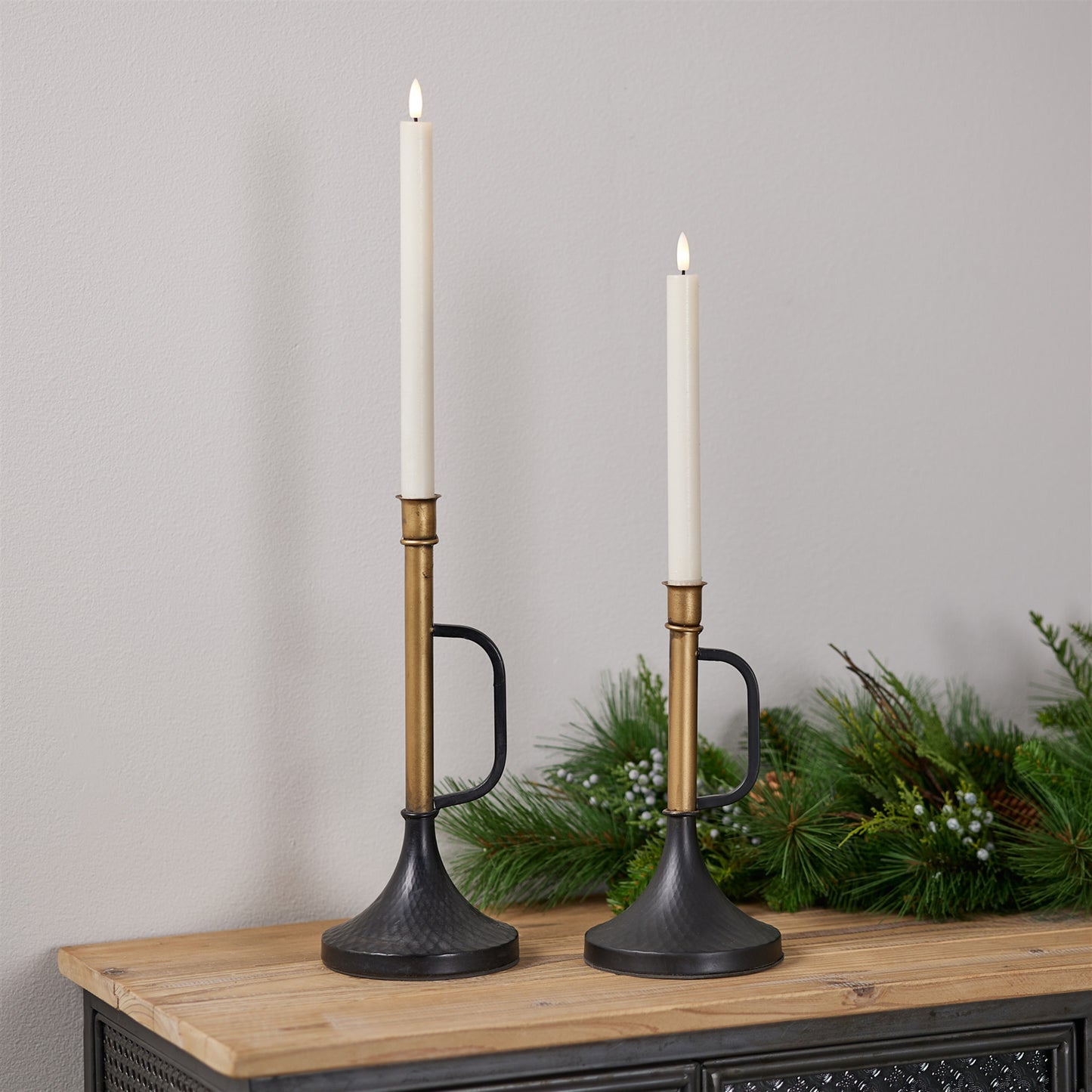 Metal Trumpet Taper Candle Holder (Set of 2)