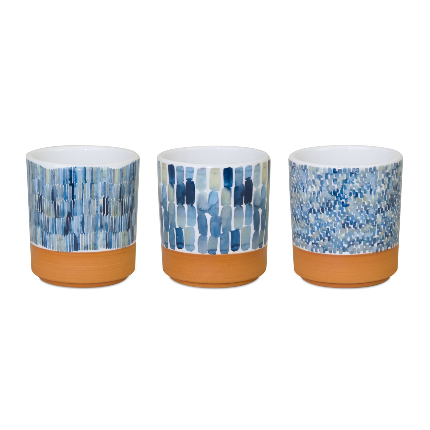 Watercolor Planter with Terra Cotta Accent (Set of 3)