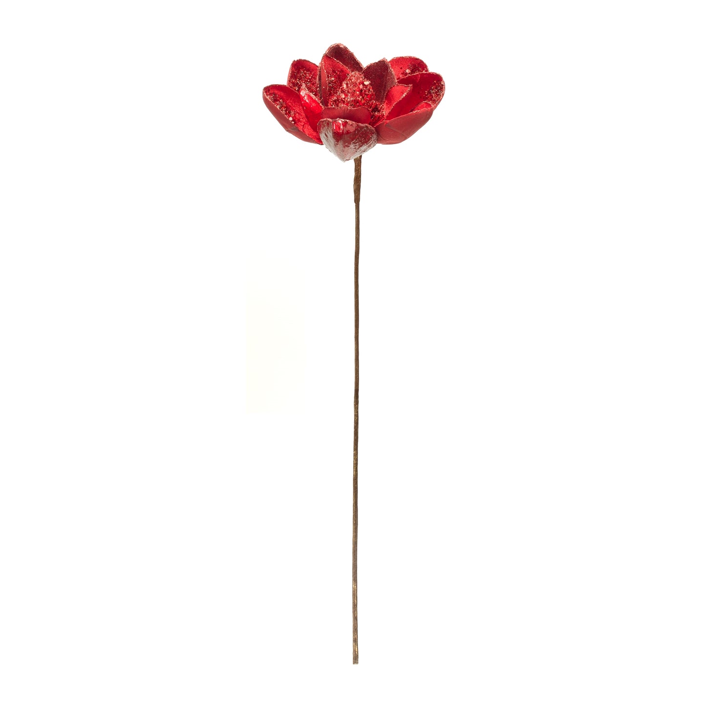 Red Velvet Magnolia Stem with Bead Accents (Set of 6)