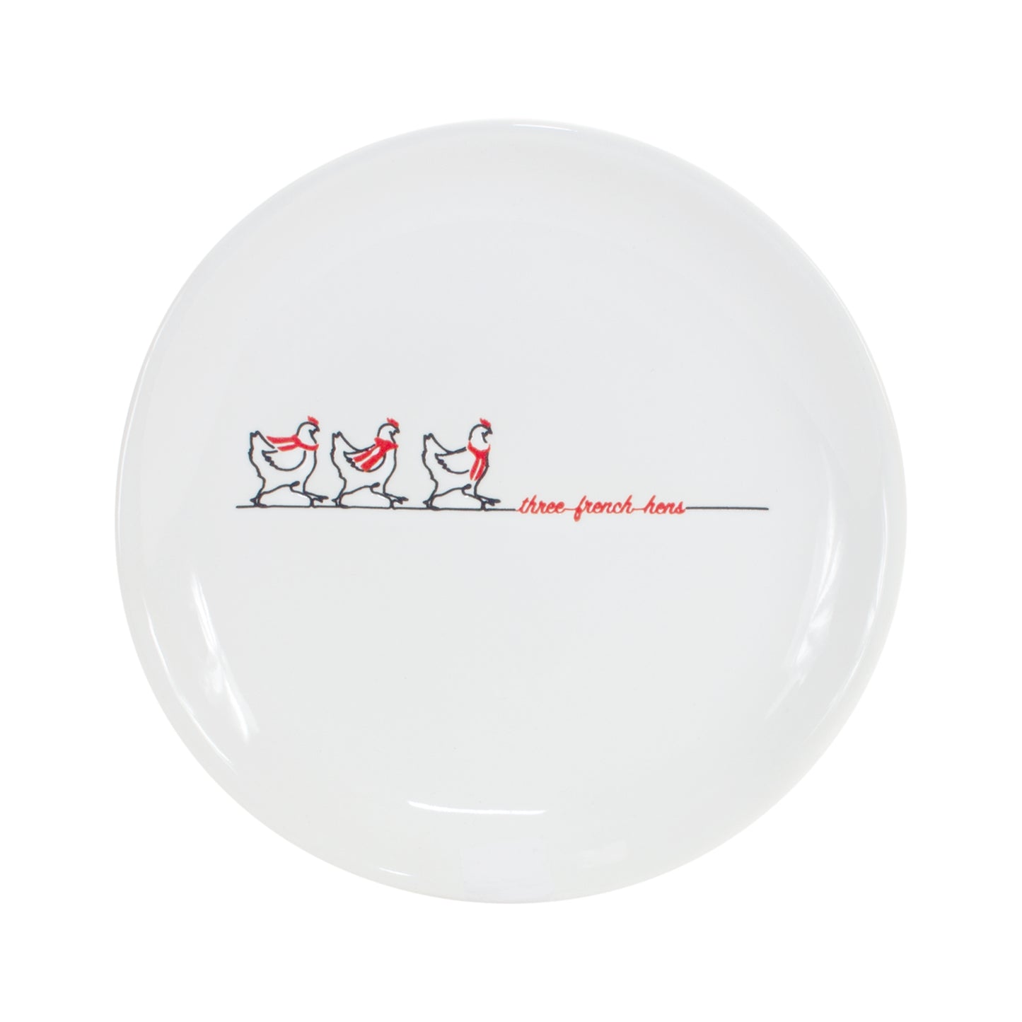 Stoneware Three French Hens Holiday Plate (Set of 4)