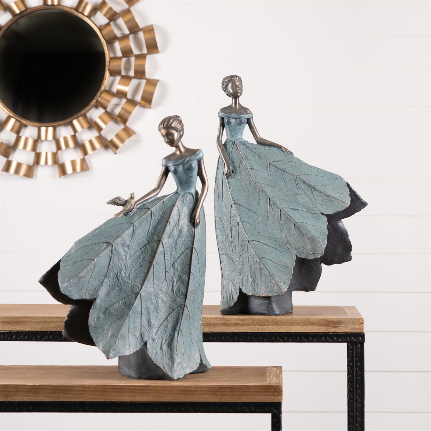 Garden Fairy Figurine with Flower Petal Dress (Set of 2)