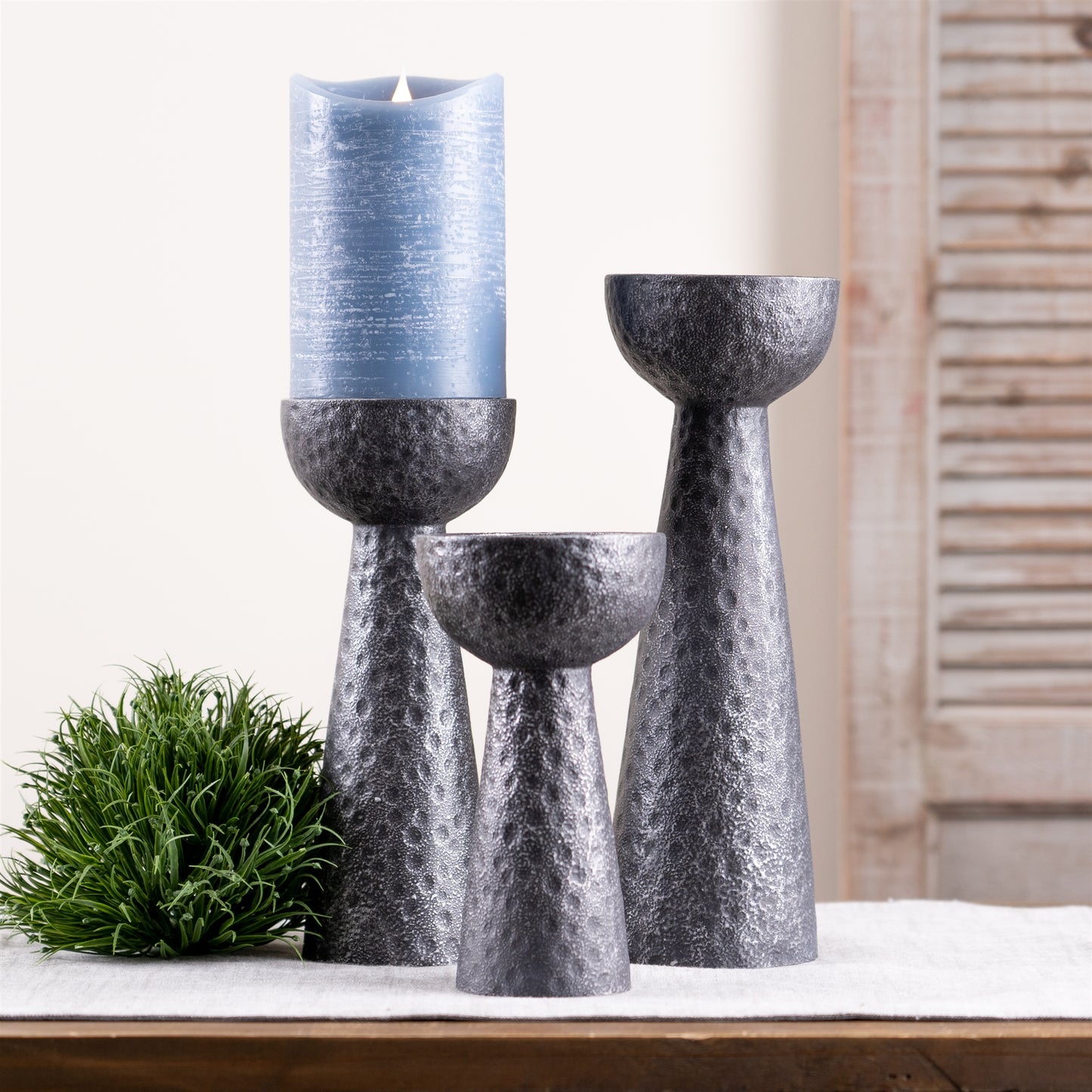 Hammered Design Candle Holder (Set of 3)