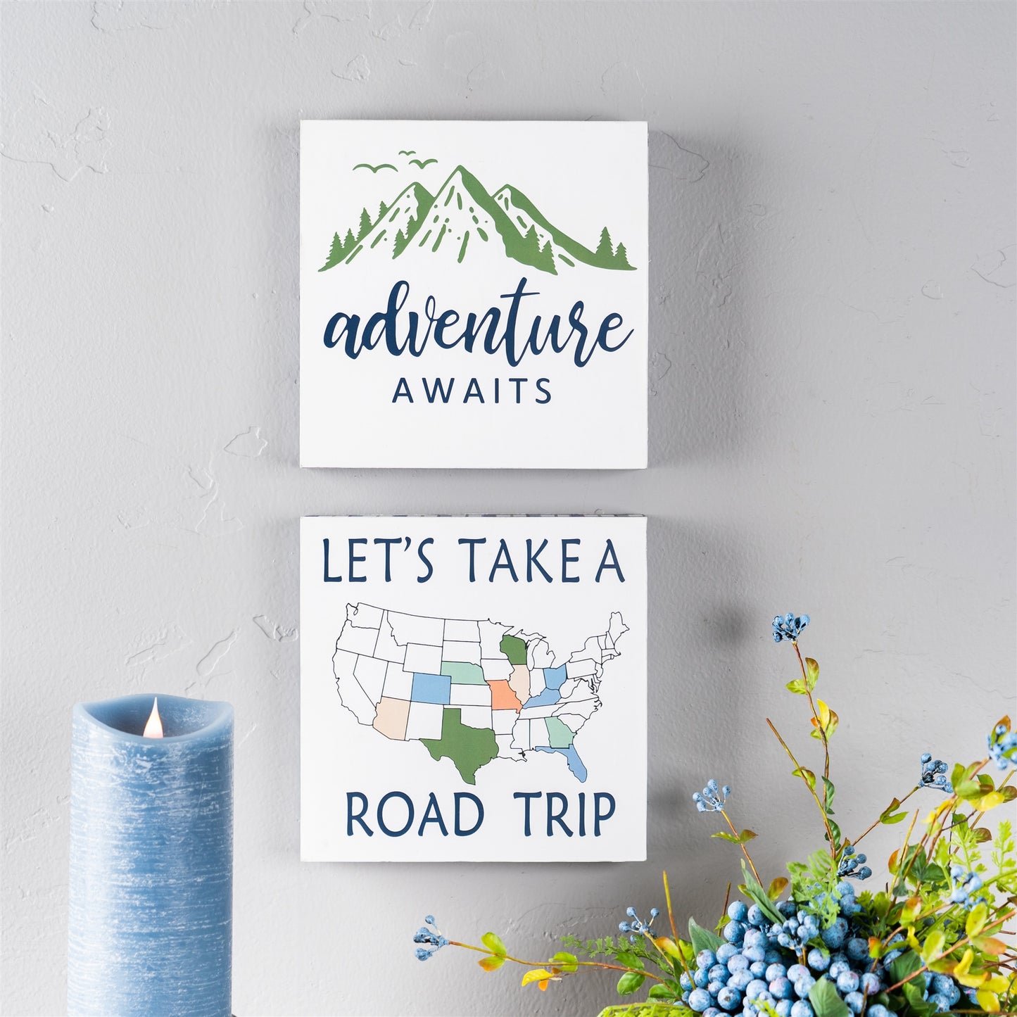 Wood Adventure Block Sentiment Sign (Set of 4)