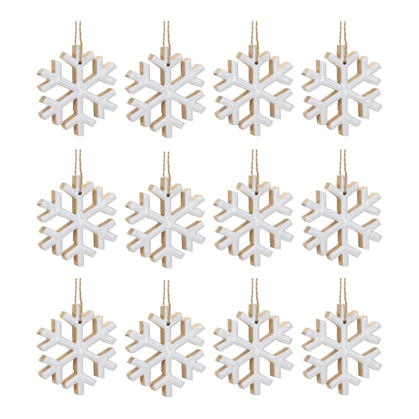 Wood Snowflake Ornament (Set of 12)
