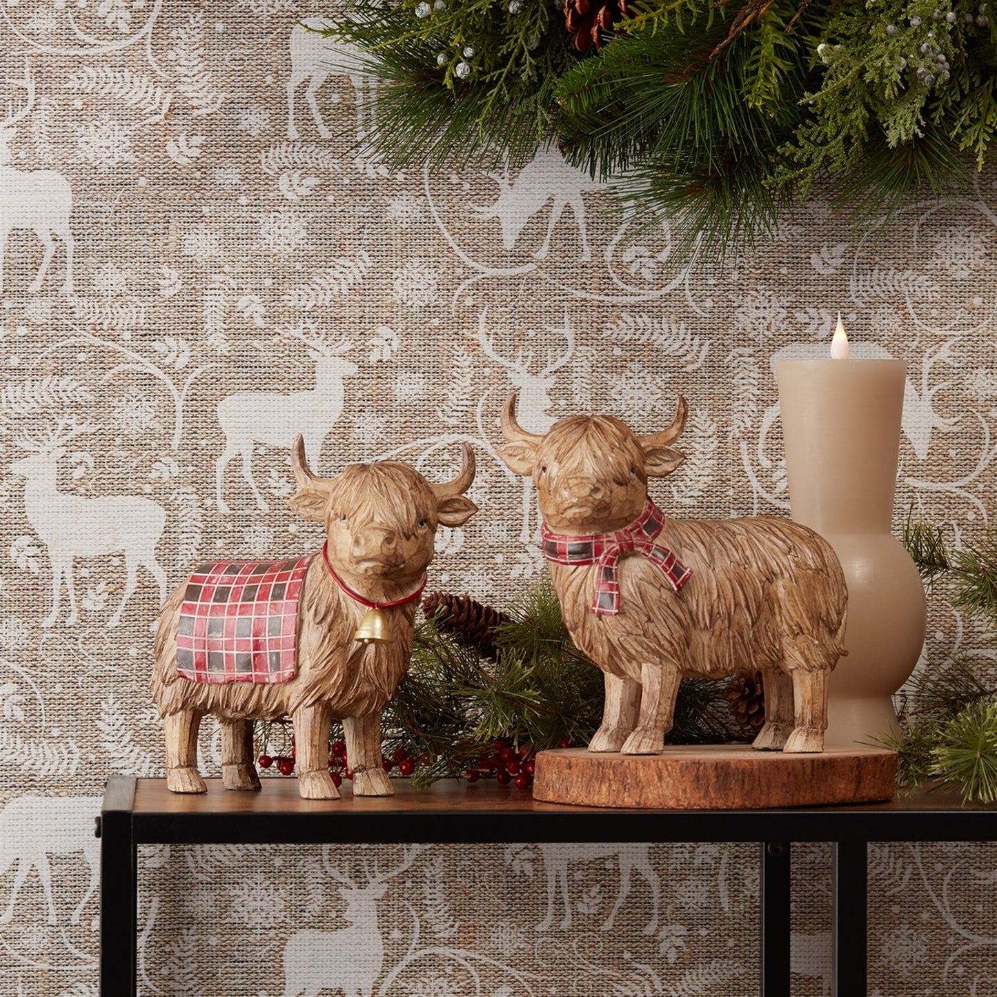 Highland Cow Winter Figurine (Set of 2)