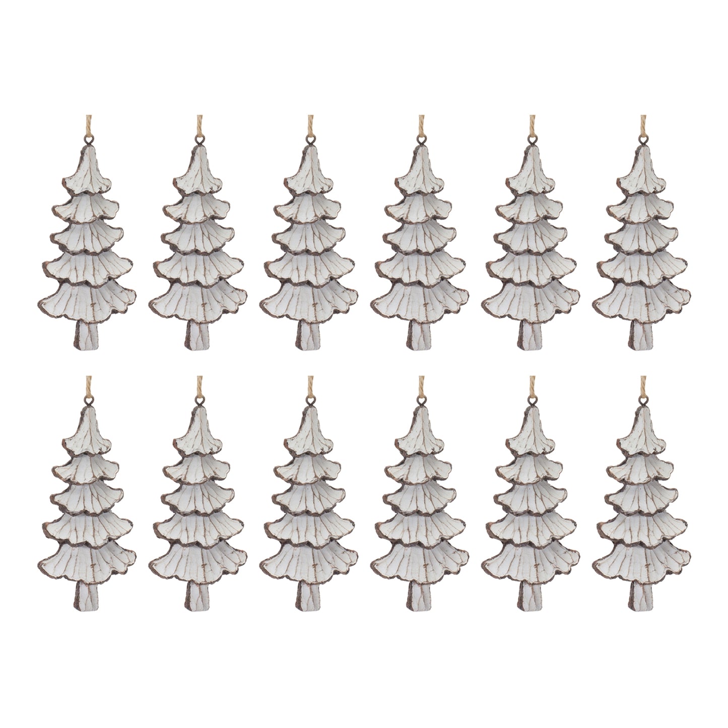 Carved Pine Tree Ornament (Set of 12)