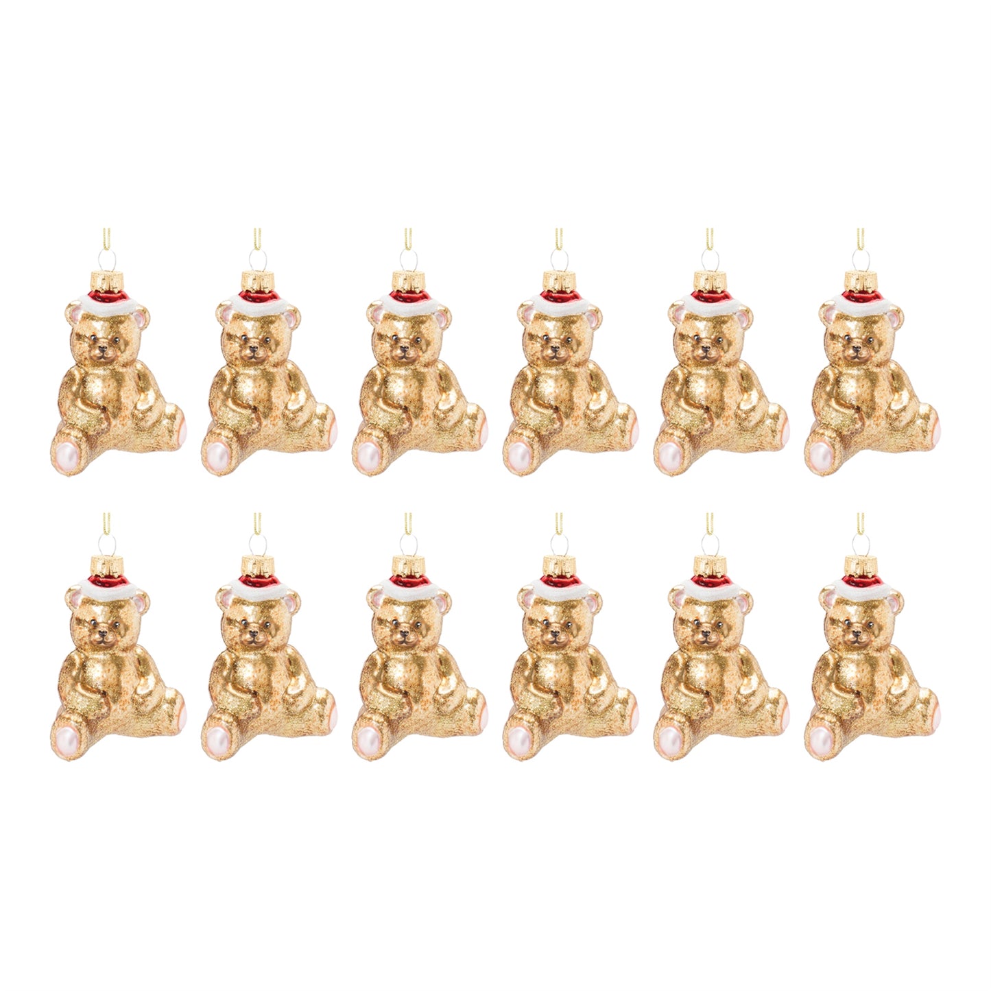 Glass Teddy Bear Ornament (Set of 12)