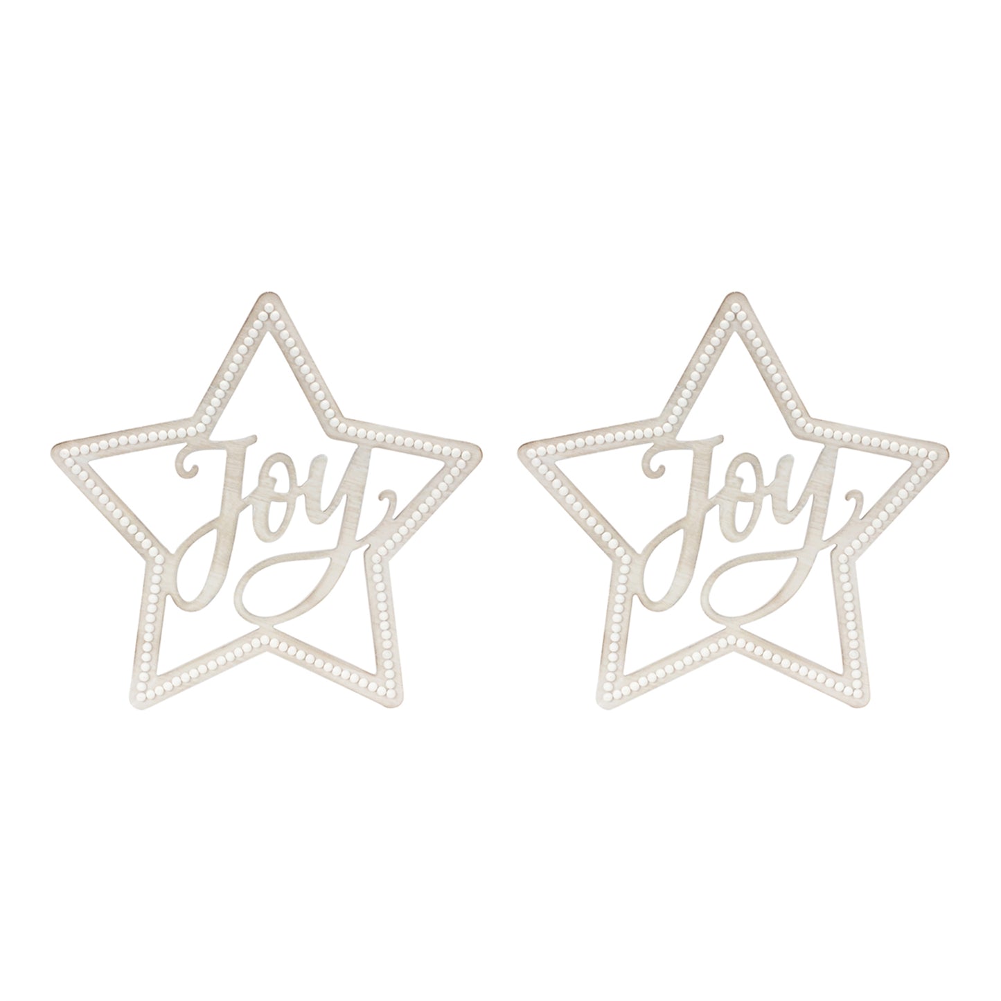 Beaded Wood Star with Joy Sentiment (Set of 2)