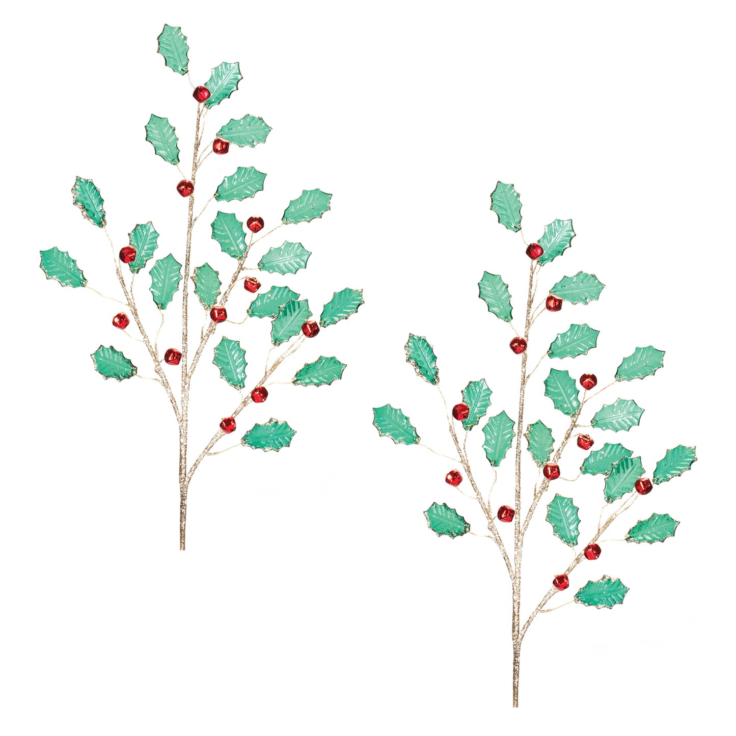 Holly Leaf Jewel Spray (Set of 2)