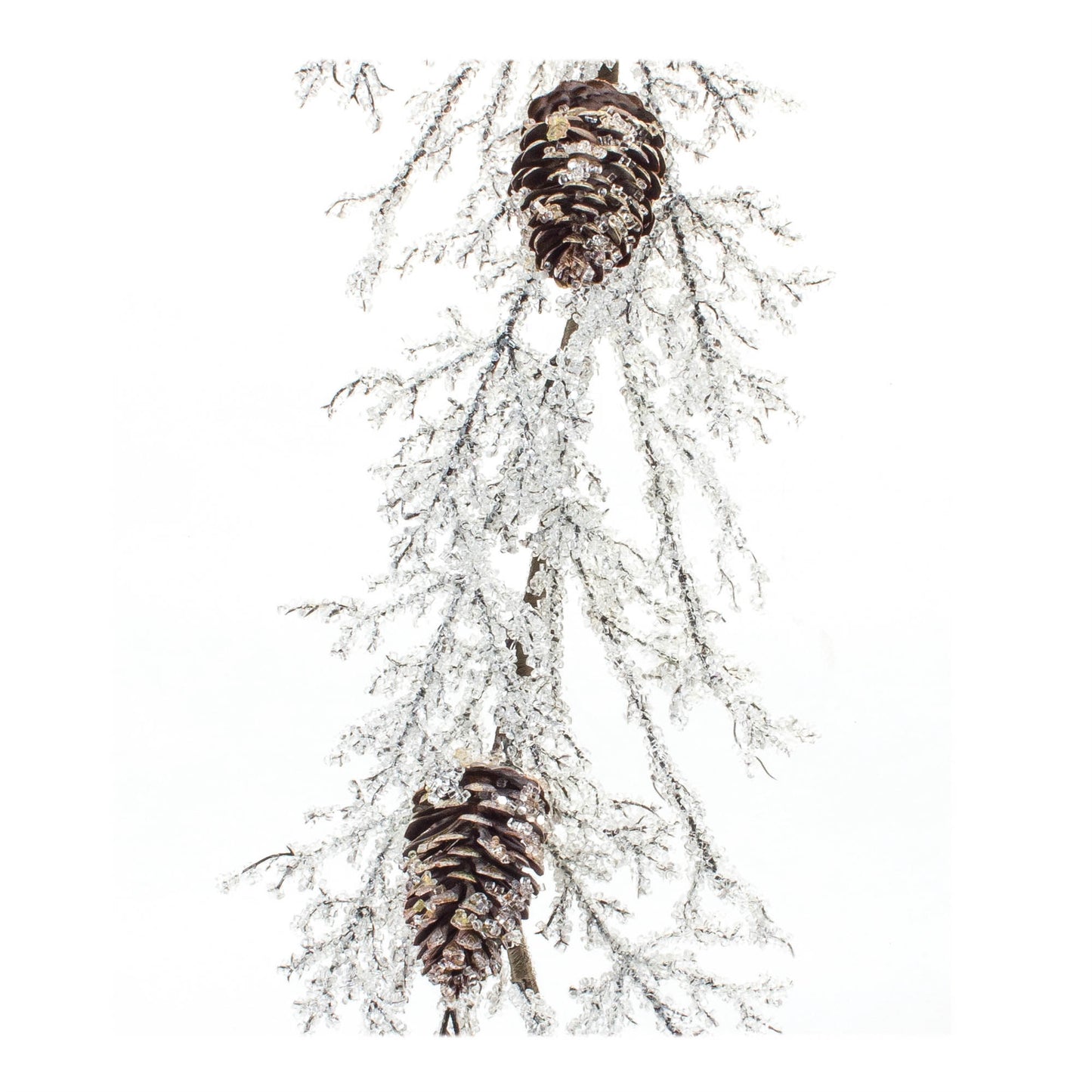Iced Twig Garland with Pinecones 5'L