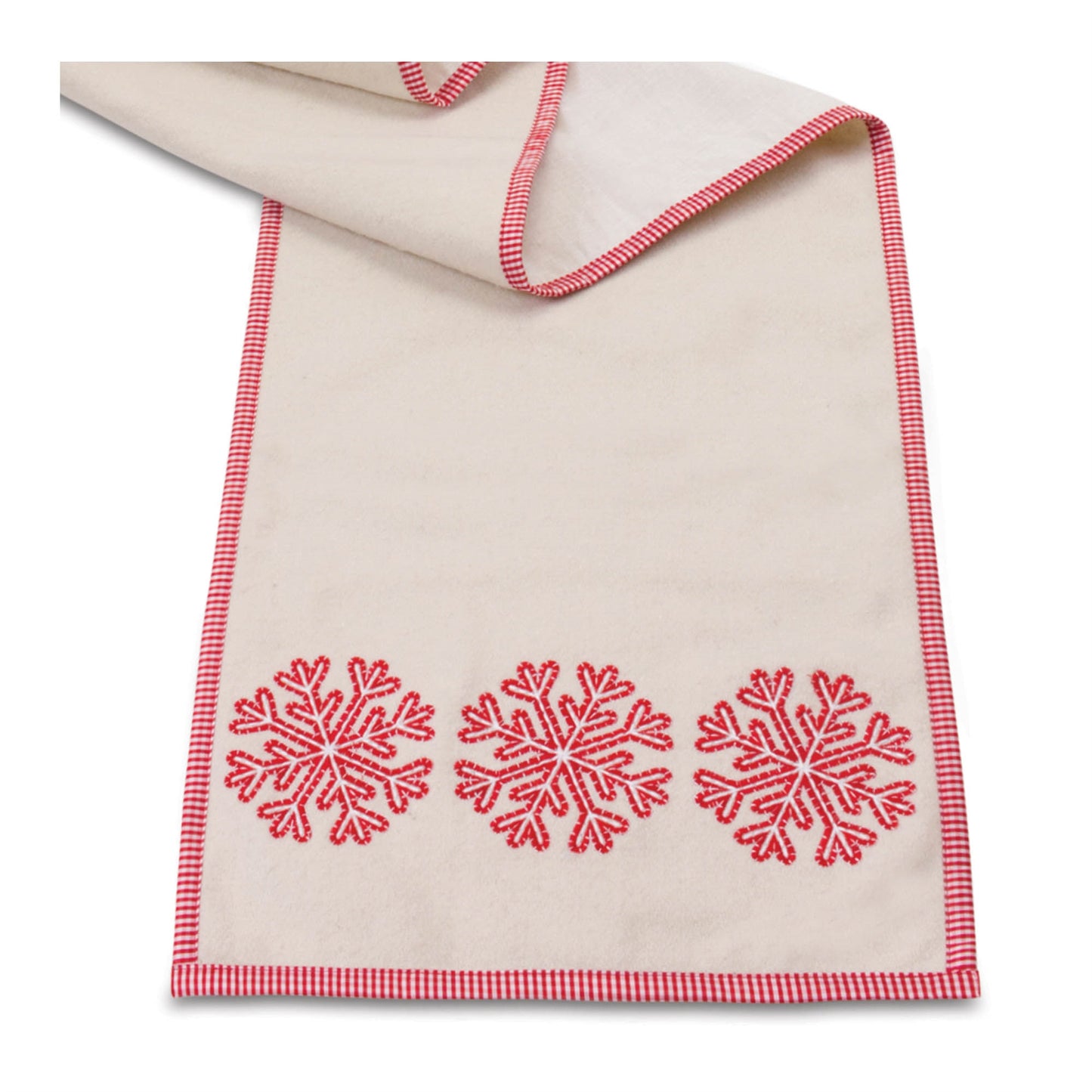 Embroidered Snowflake Table Runner 72"L
