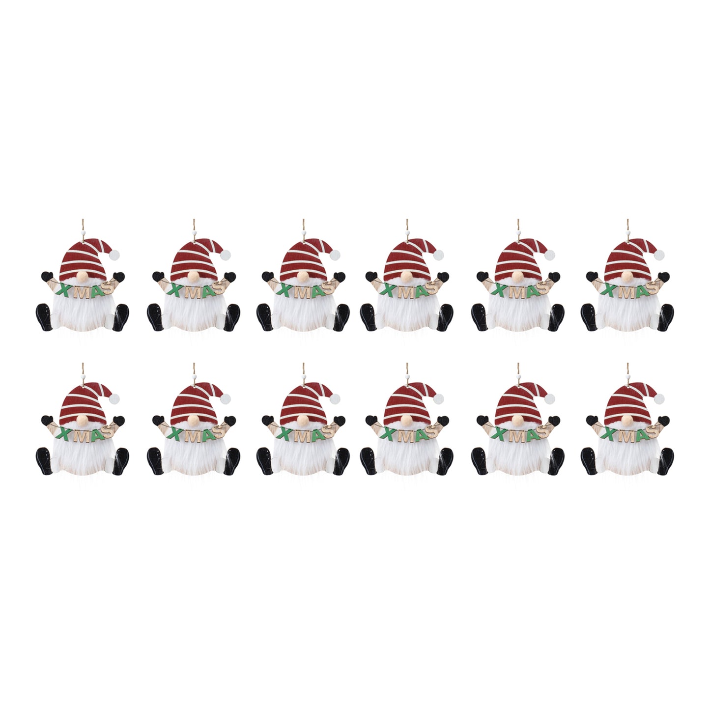 Wood Gnome Ornament (Set of 12)