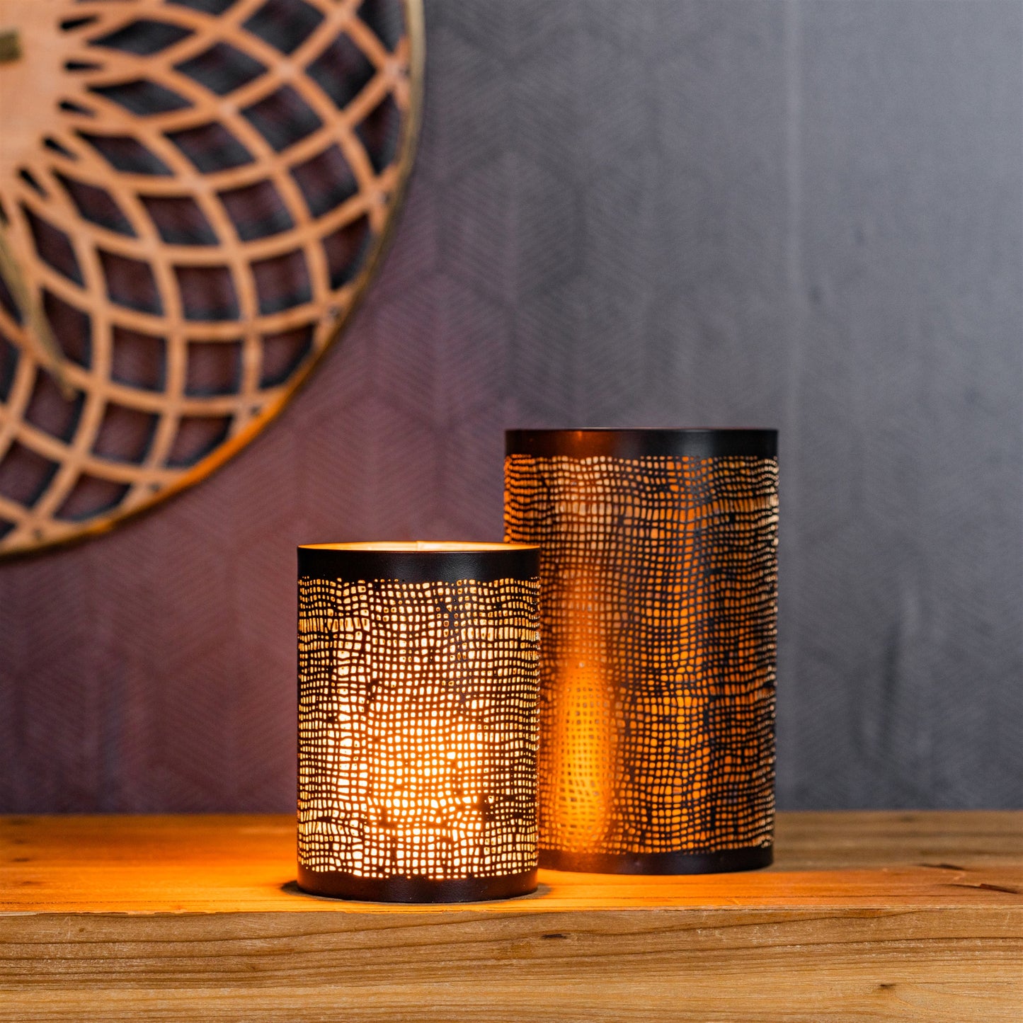 Tapered Punched Metal Candle Holder (Set of 4)