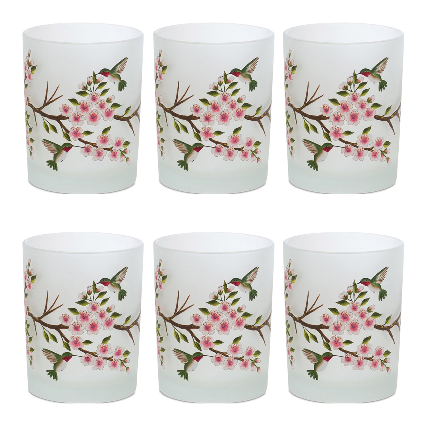 Glass Hummingbird Votive Candle Holder (Set of 6)
