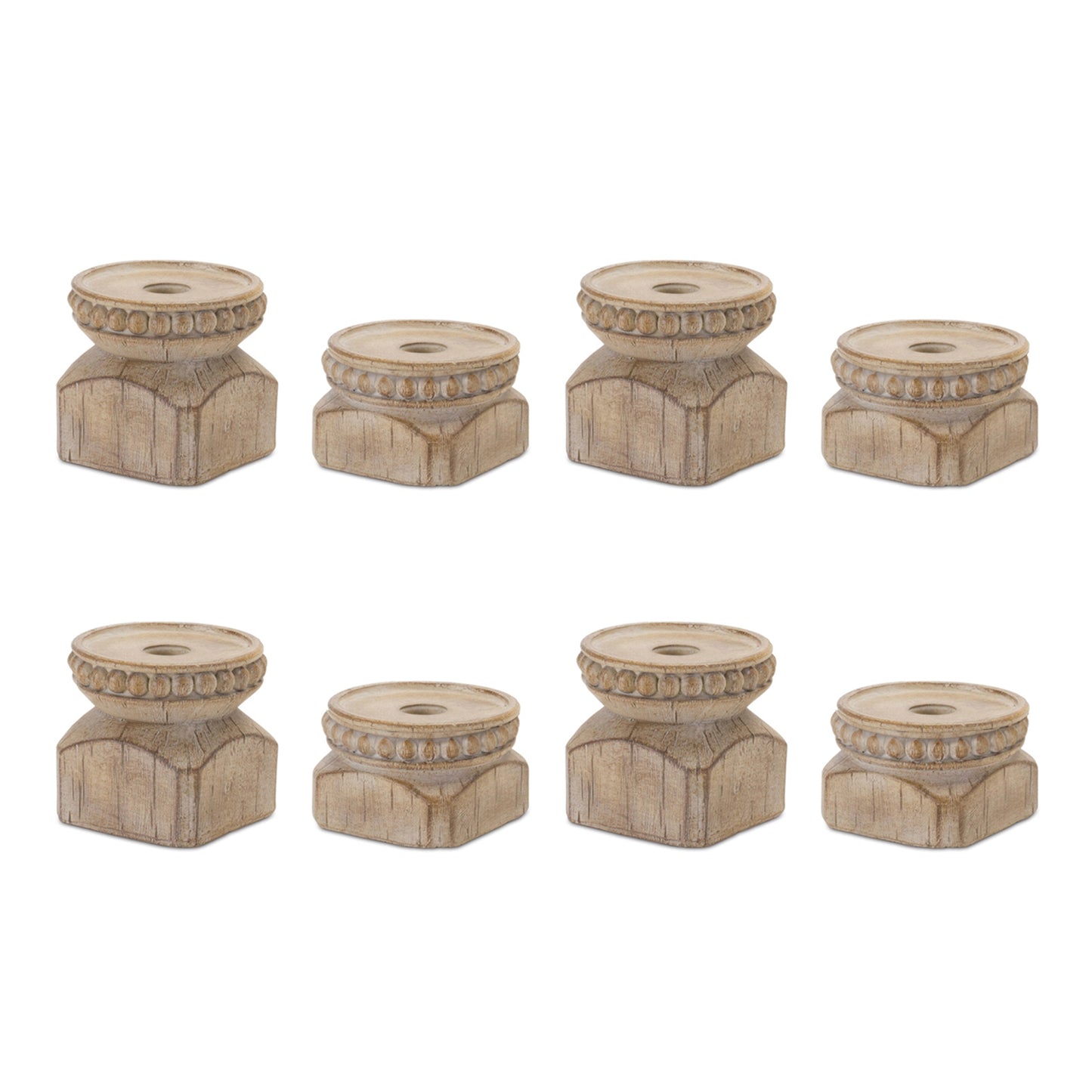 Beaded Wood Design Candle Holder (Set of 4)