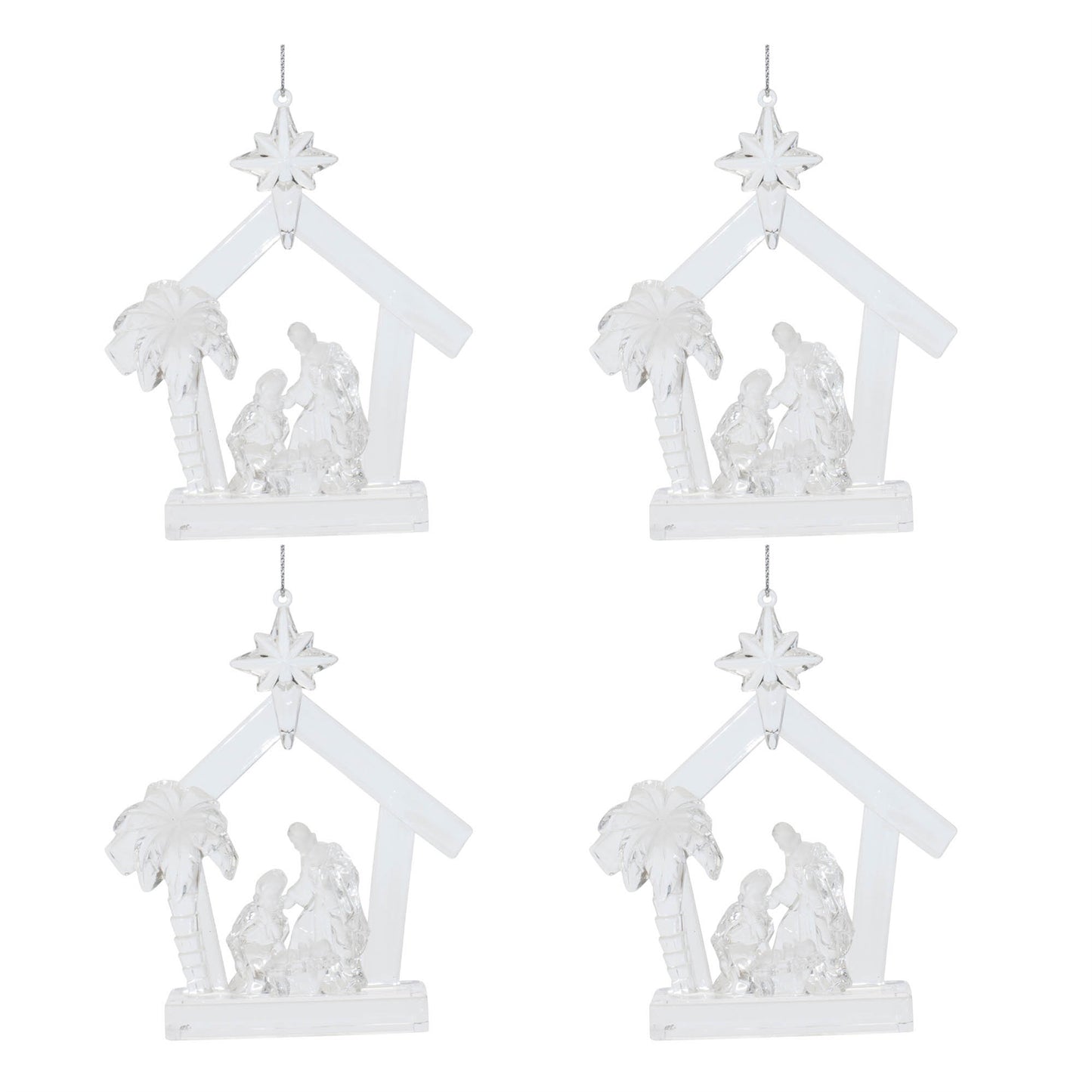 Clear Acrylic Nativity Ornament (Set of 4)