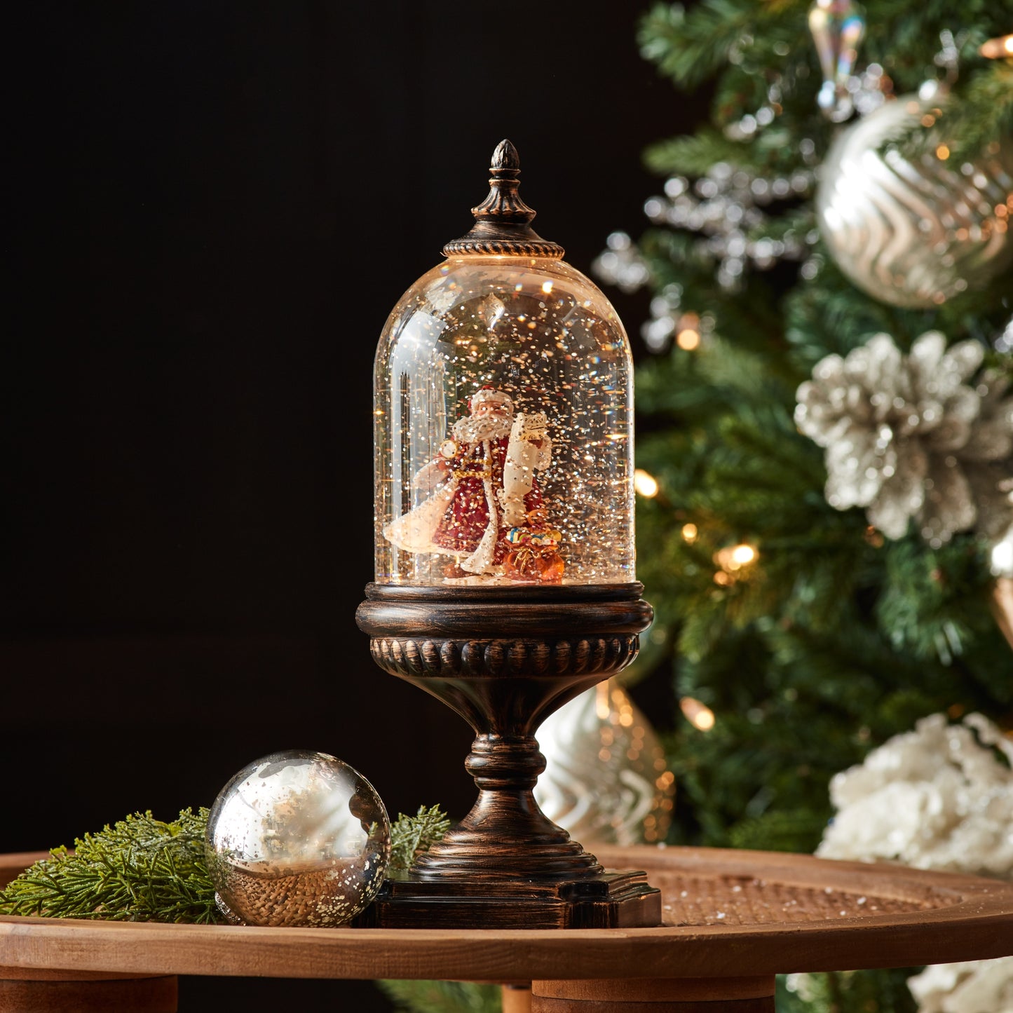 LED Snow Globe with Santa and Toy Bag 12.5"H