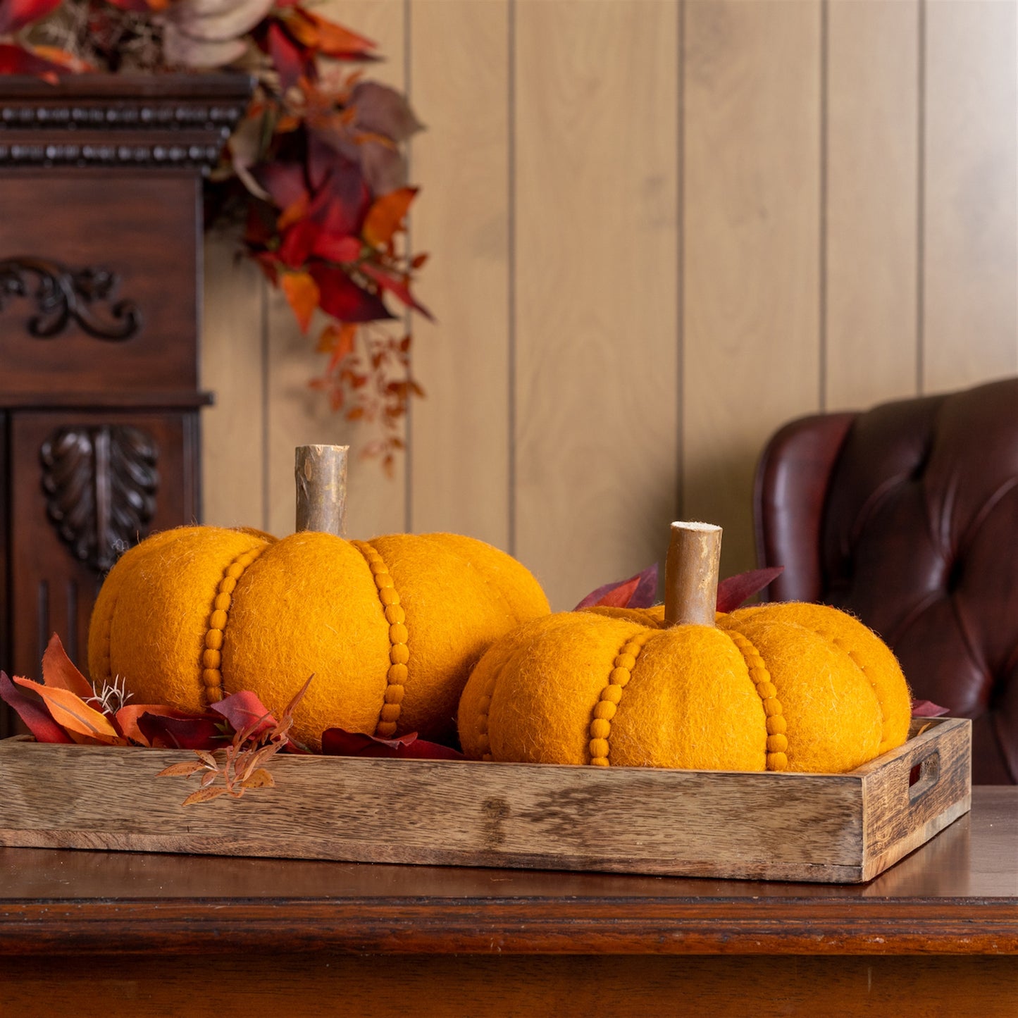 Felt Wool Pumpkin Decor (Set of 2)
