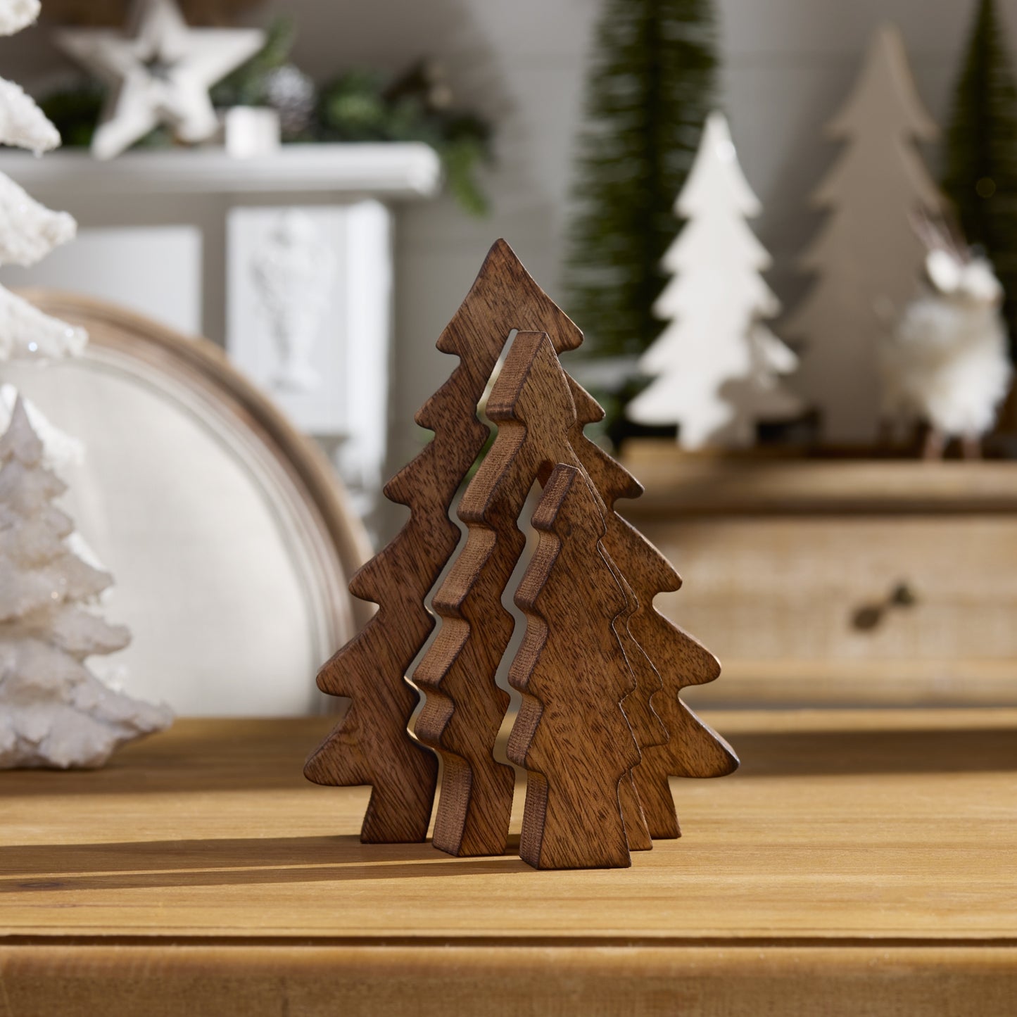 Wood Pine Tree Nesting Display (Set of 2)
