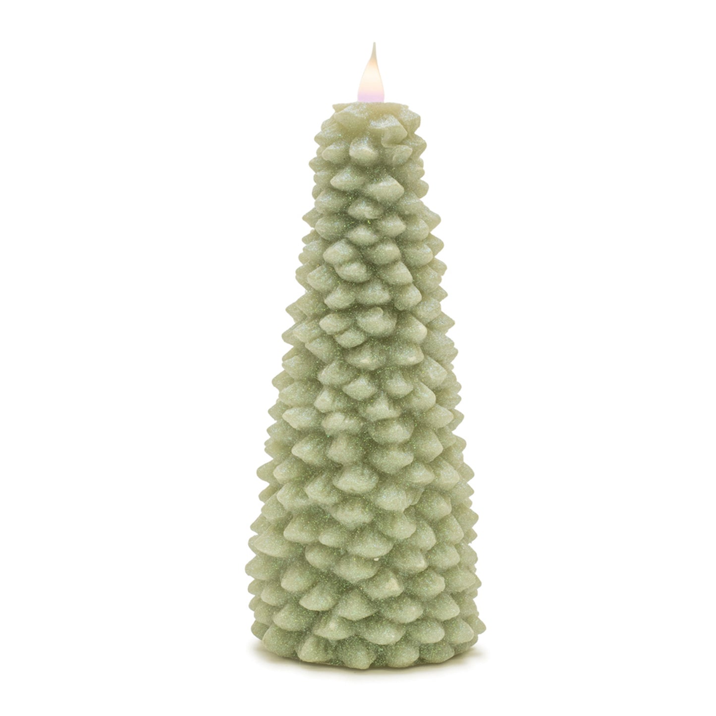 Glittered Pine Tree Candle 10"H