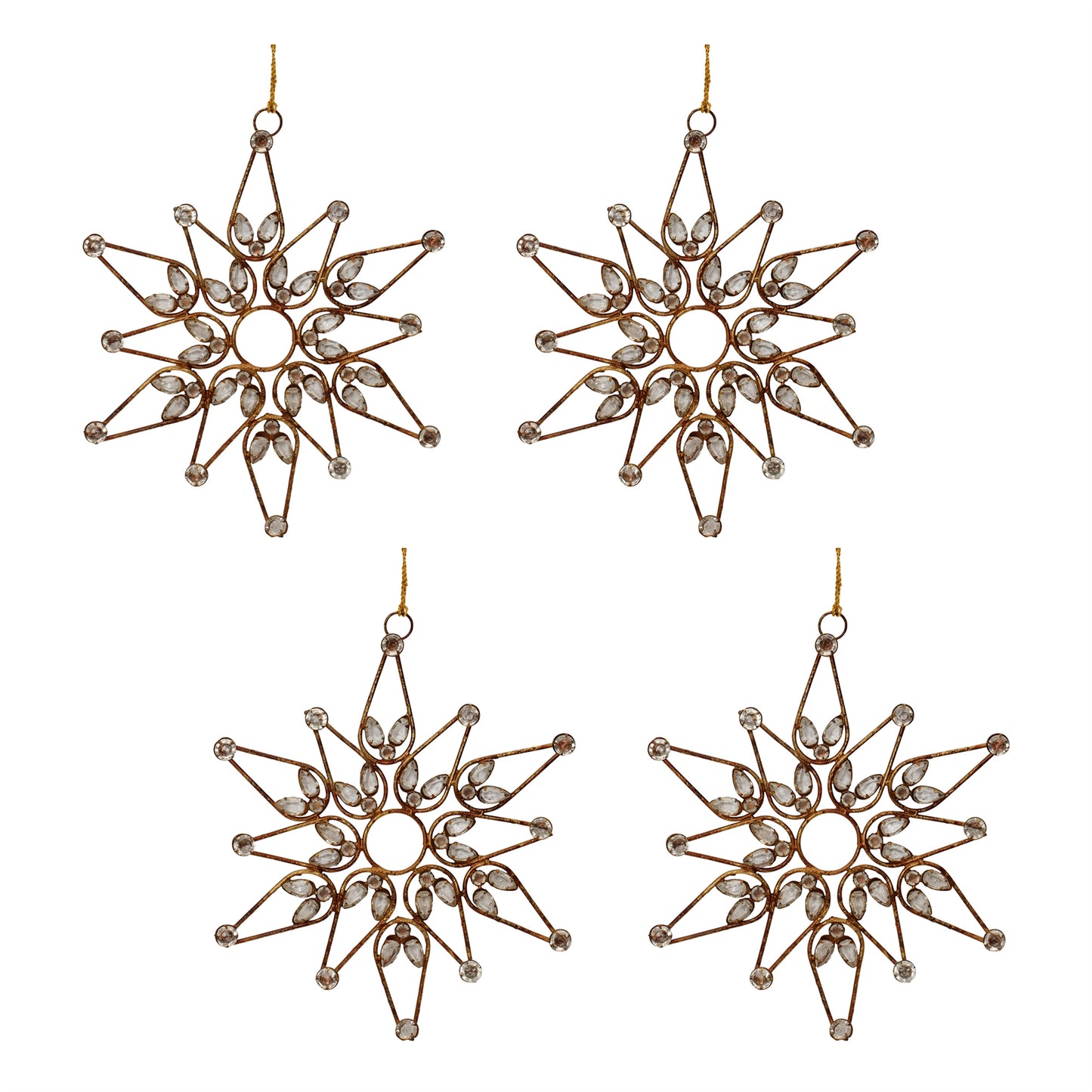 Bronze Jeweled Snowflake Ornament (Set of 4)