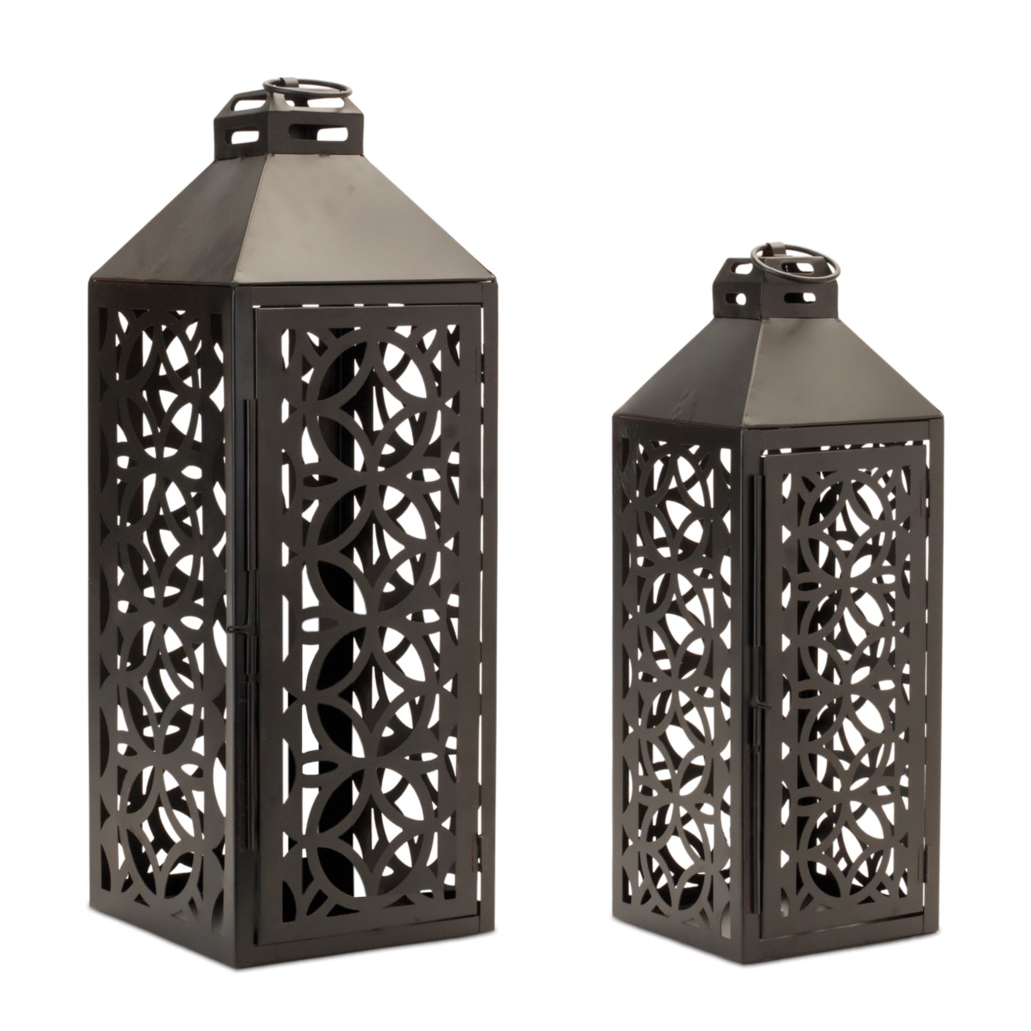 Ornate Geometric Metal Lantern (Set of 2)