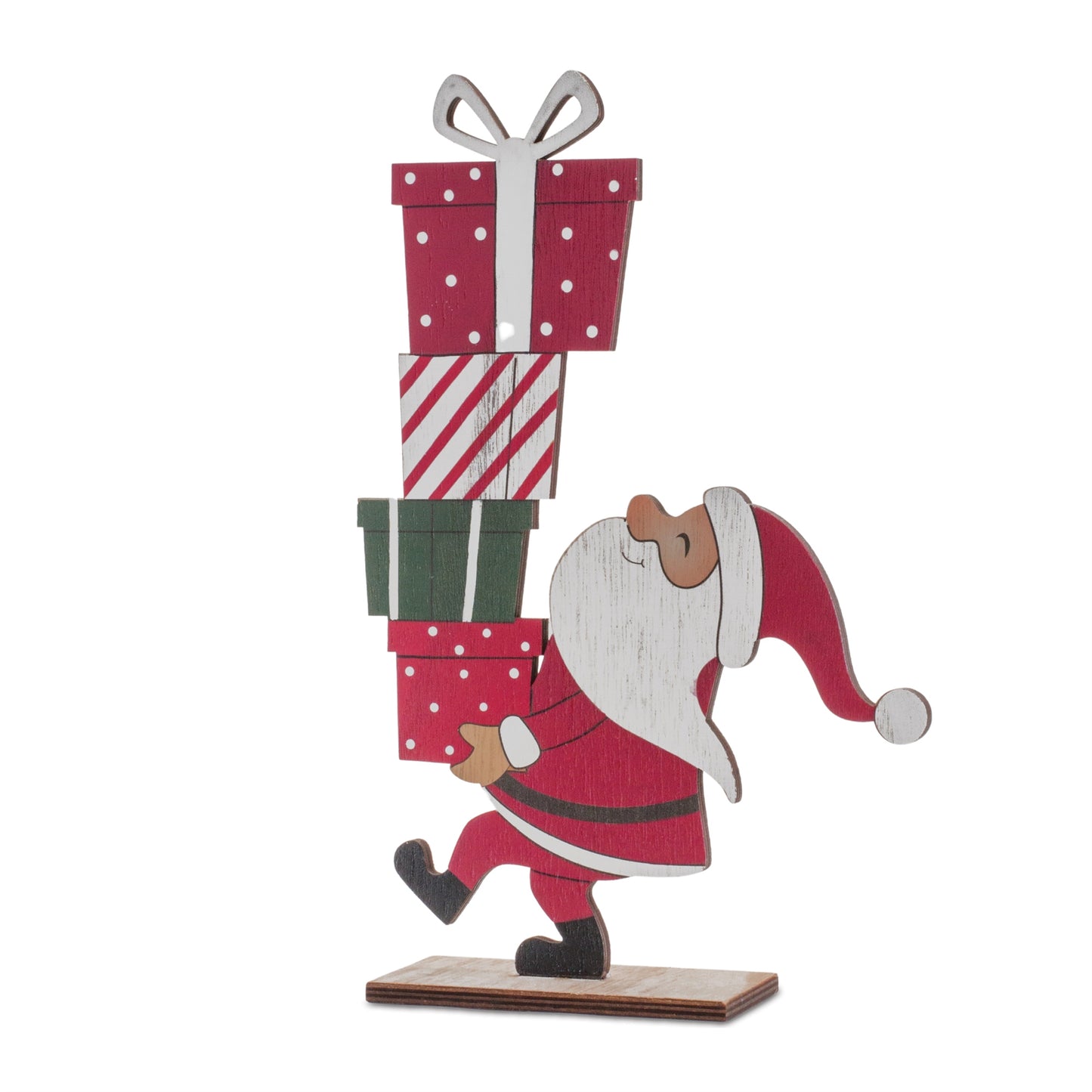 Wood Santa with Presents Display (Set of 2)