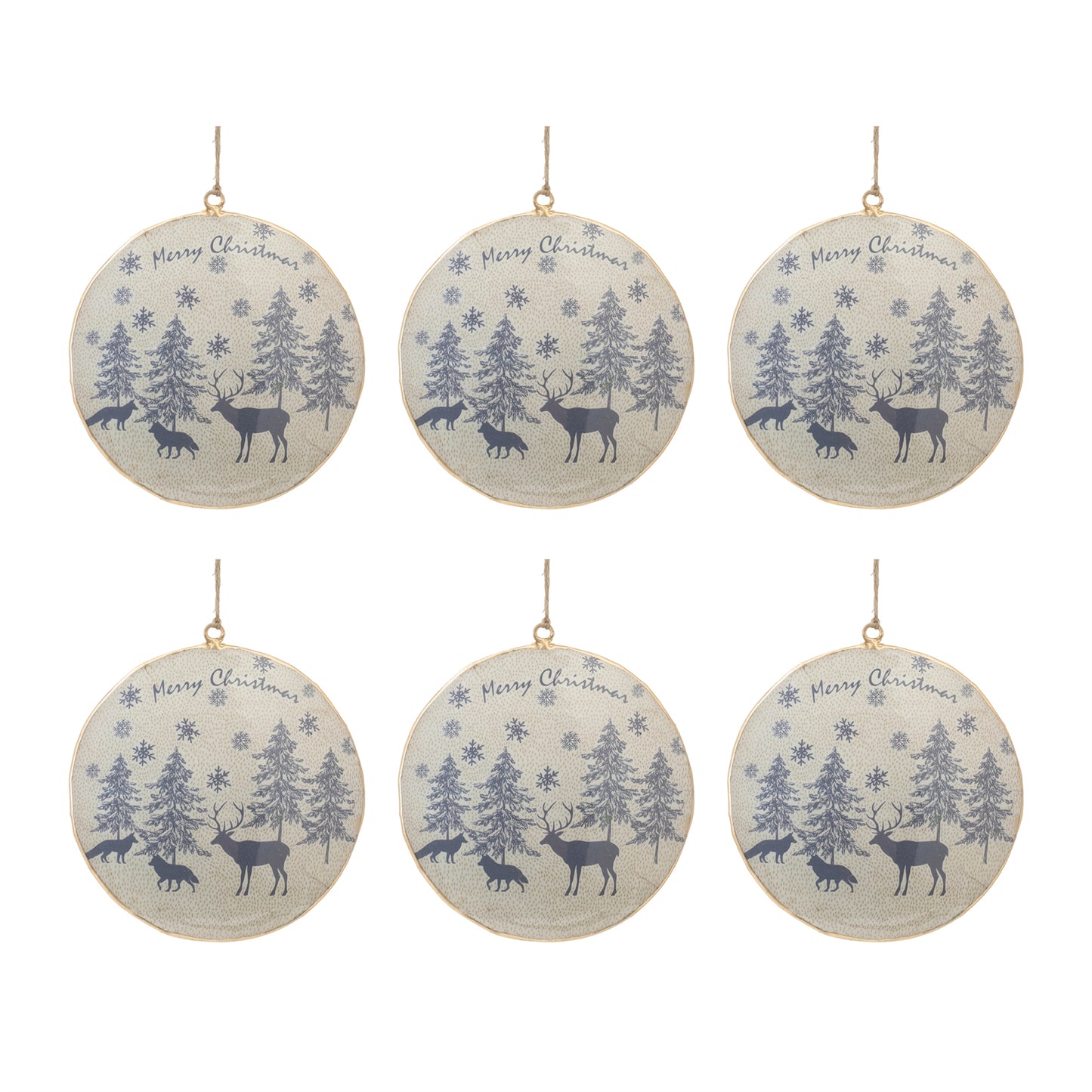 Metal Woodland Animal Merry Christmas Ornament (Set of 6)
