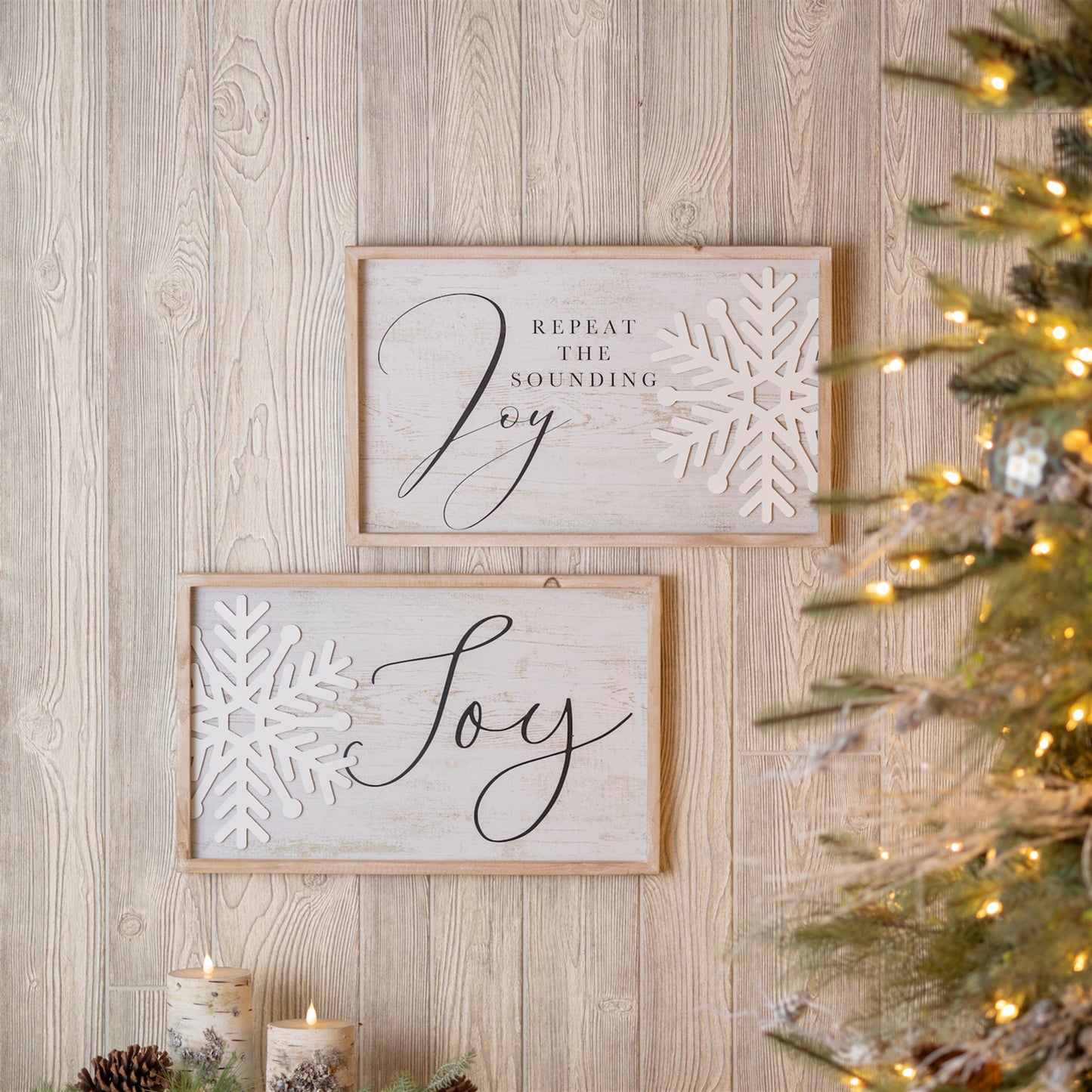 Wood Framed Joy Wall Plaque (Set of 2)