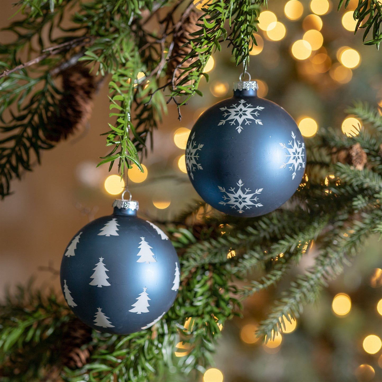 Frosted Navy Glass Ball Ornament (Set of 6)