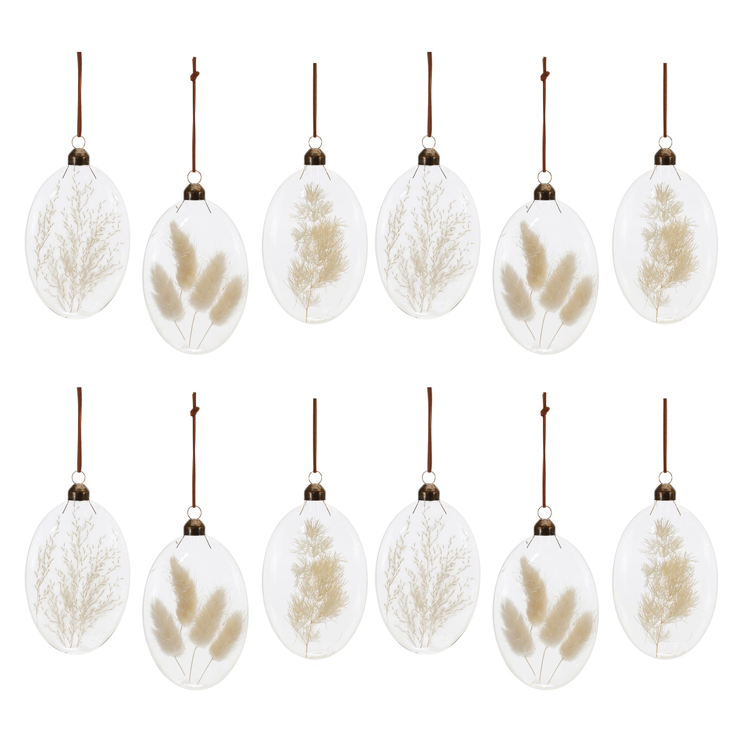 Natural Dried Floral Glass Ornament (Set of 12)