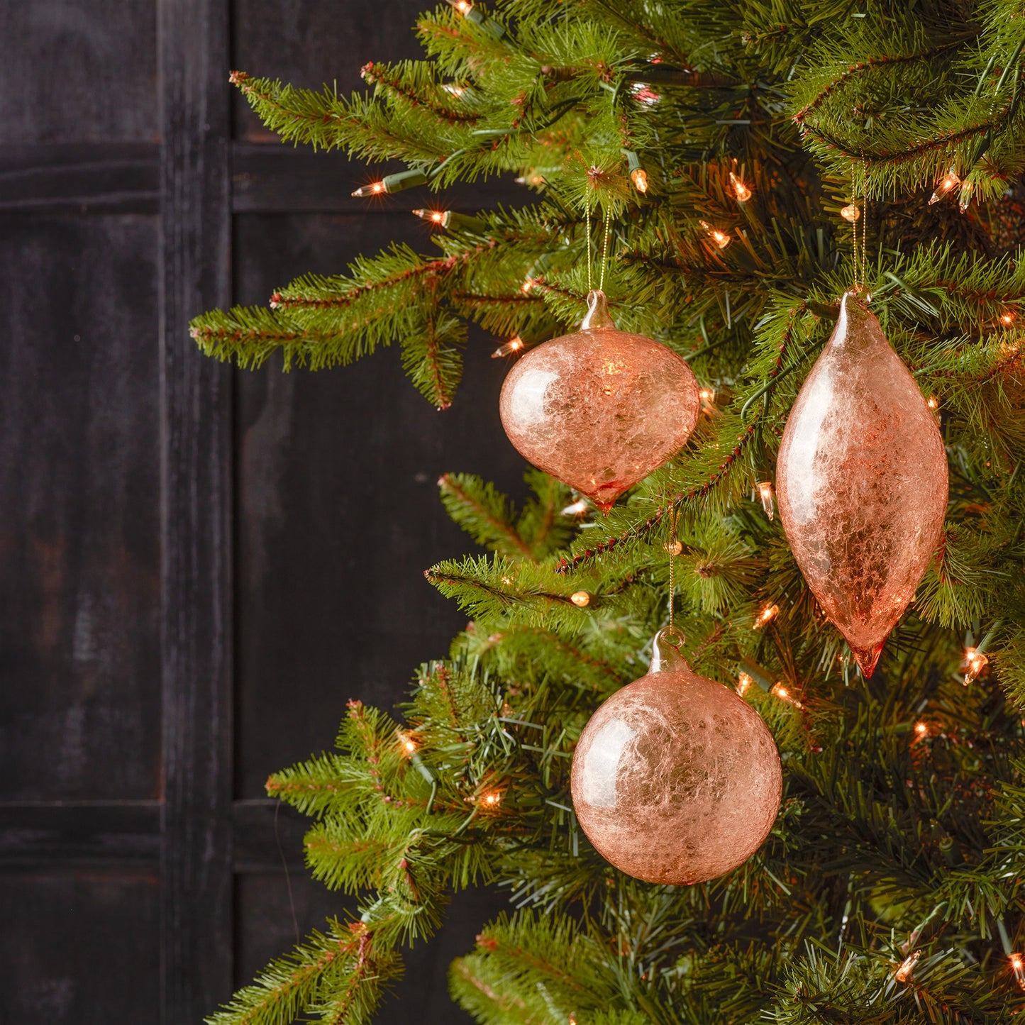 Crackled Swirl Glass Ornament (Set of 6)