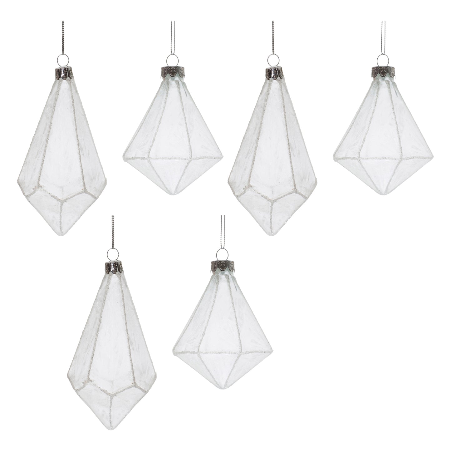Frosted Glass Drop Ornament (Set of 6)