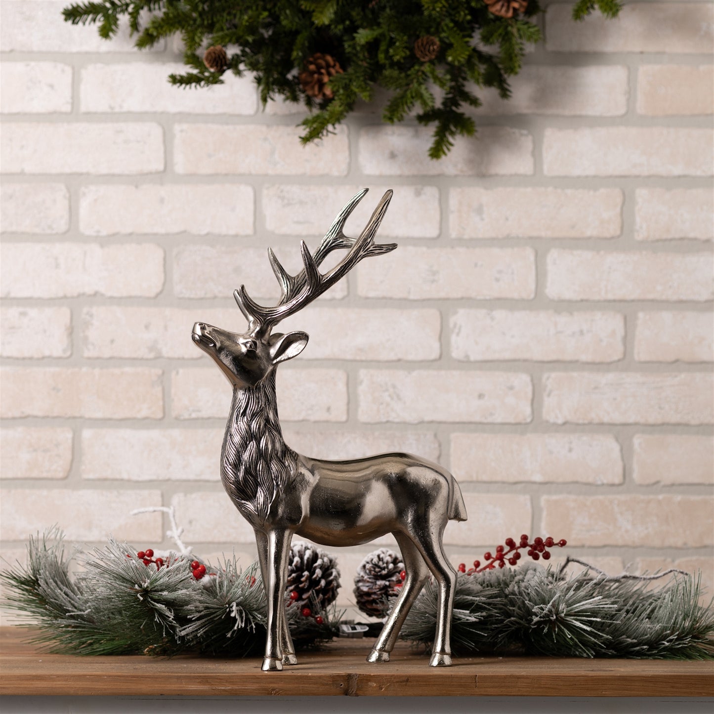 Etched Aluminum Deer Statue 17.5"H