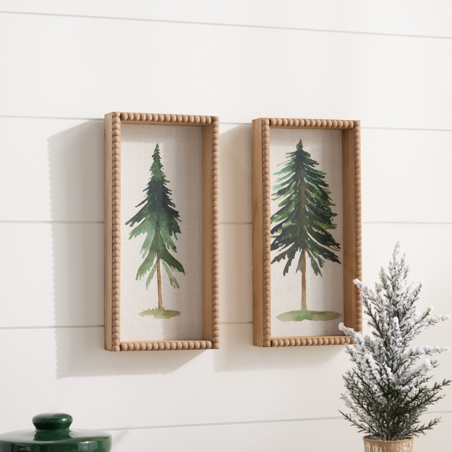 Framed Pine Tree Plaque (Set of 2)