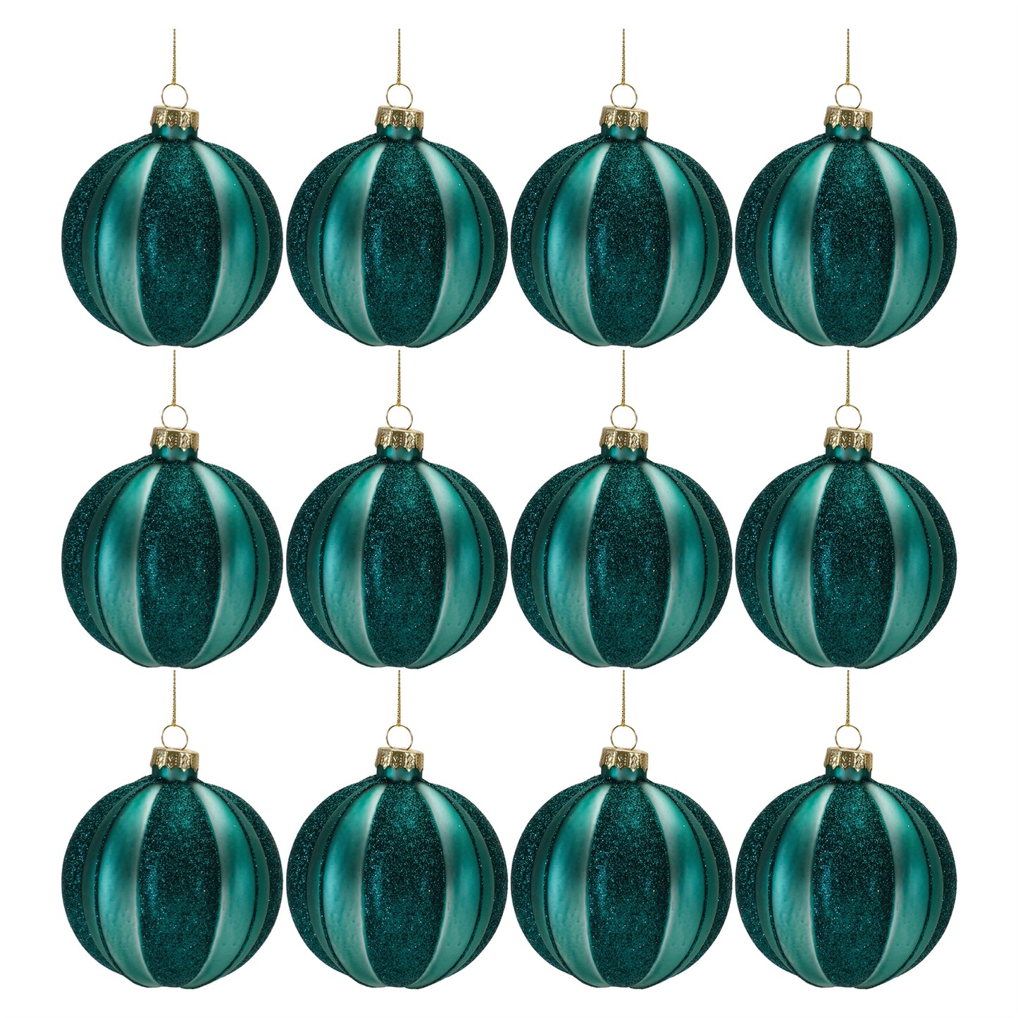 Glittered Glass Ball Ornament (Set of 12)