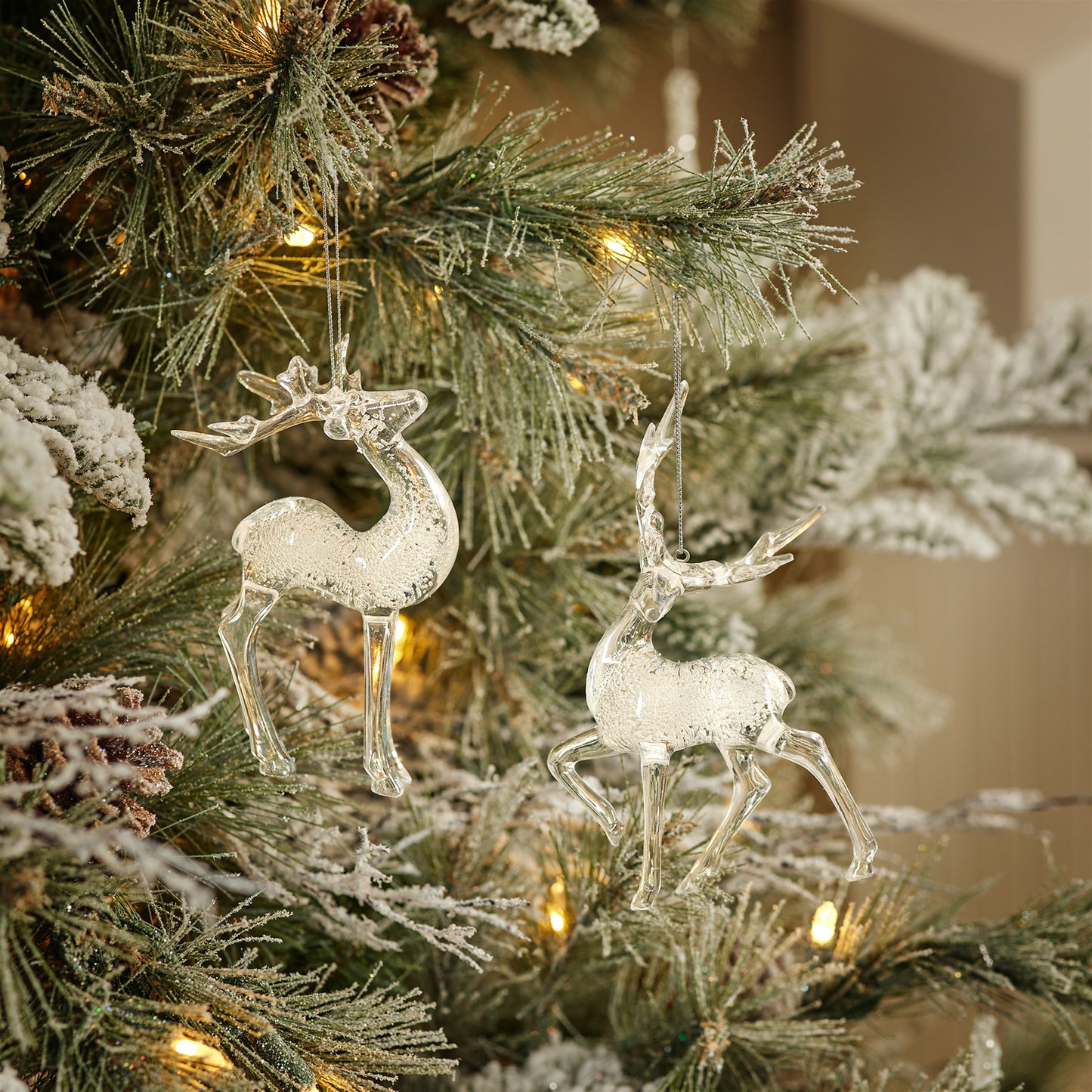 Clear Bubbled Deer Ornament (Set of 6)