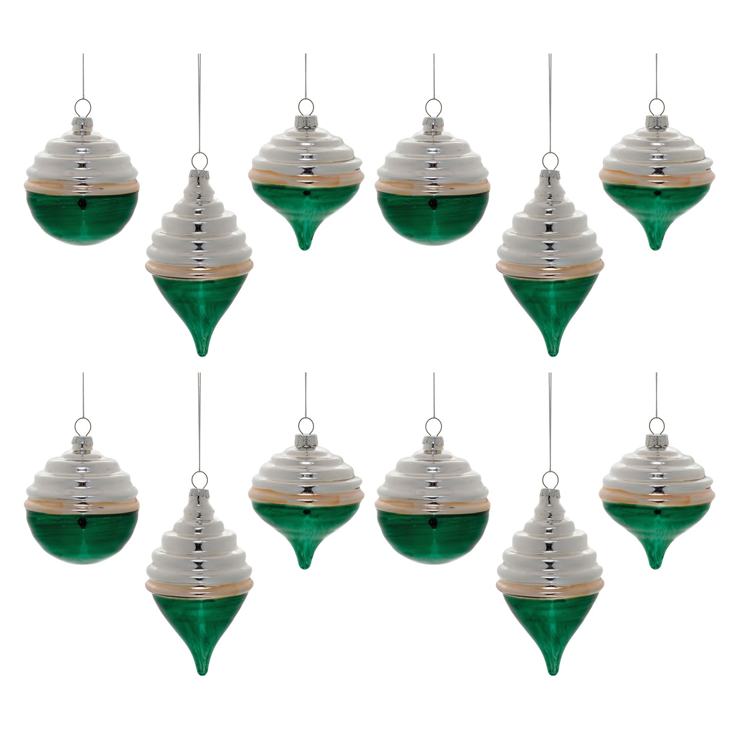 Two-Tone Tiered Glass Ornament (Set of 12)